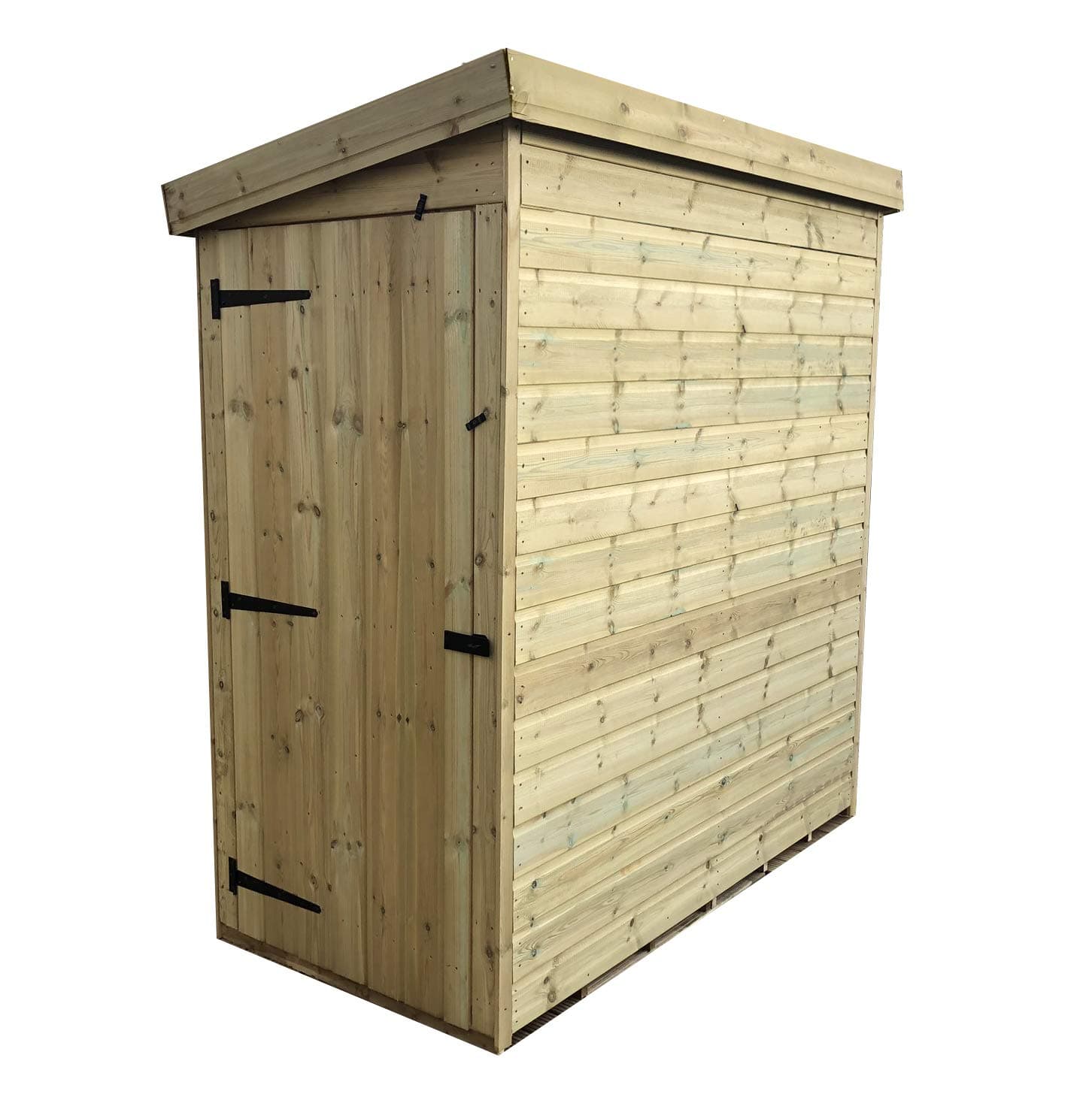 iLikeSheds Installed 3 x 4 Windowless Pressure Treated Tongue And Groove Pent Shed (door Panel Sloping Left To Right)