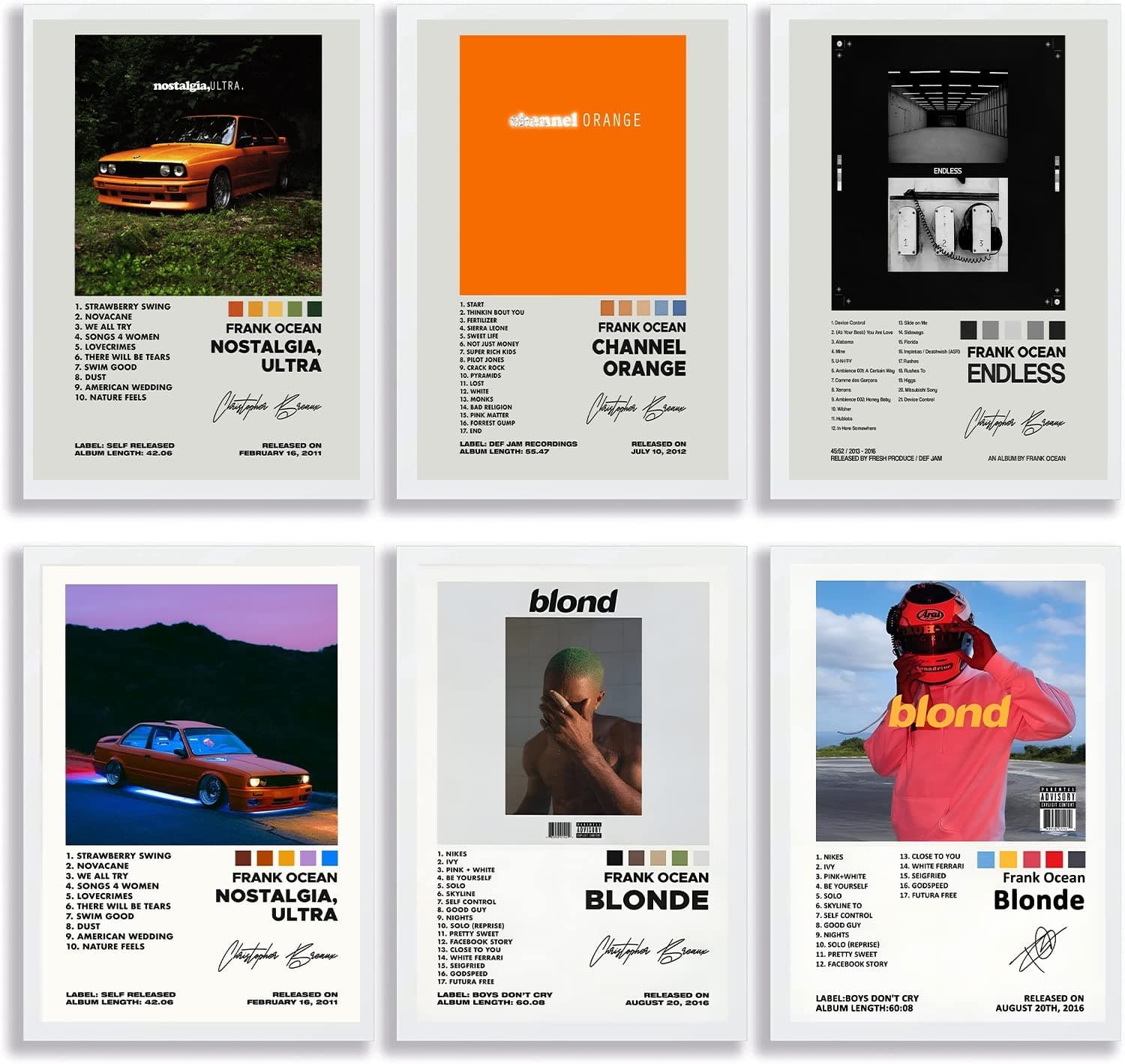 JOKIMAL Frank Ocean Poster A Set of 6 Canvas Posters Canvas Print Wall Art Signed Limited Posters Album Cover Poster Family Decorative Painting Wall Art Canvas Posters Hanging Poster Gifts