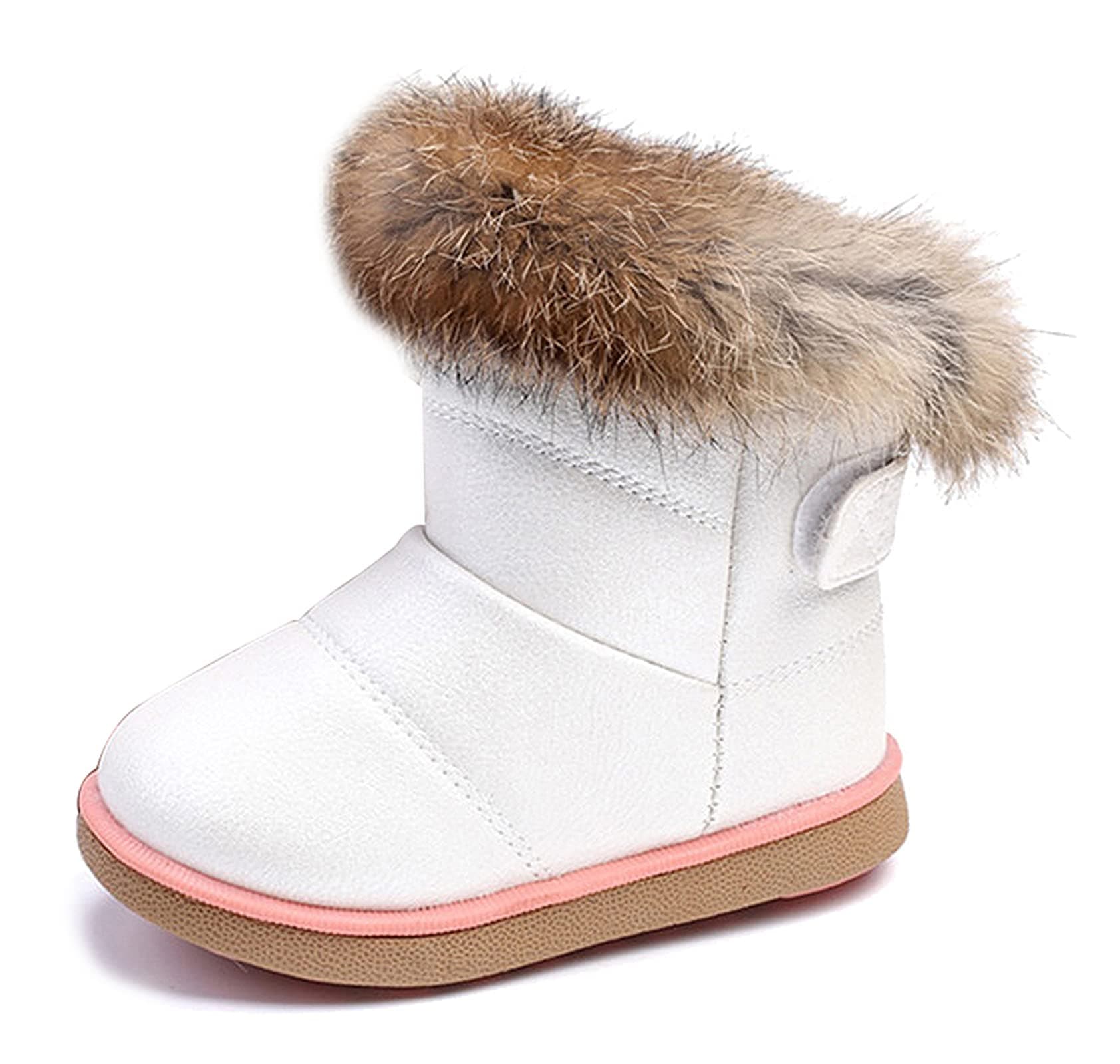 KVbabby Kids Winter Warm Snow Boots Girl's Fur Lined Boots Toddler PU Leather waterproof Boot