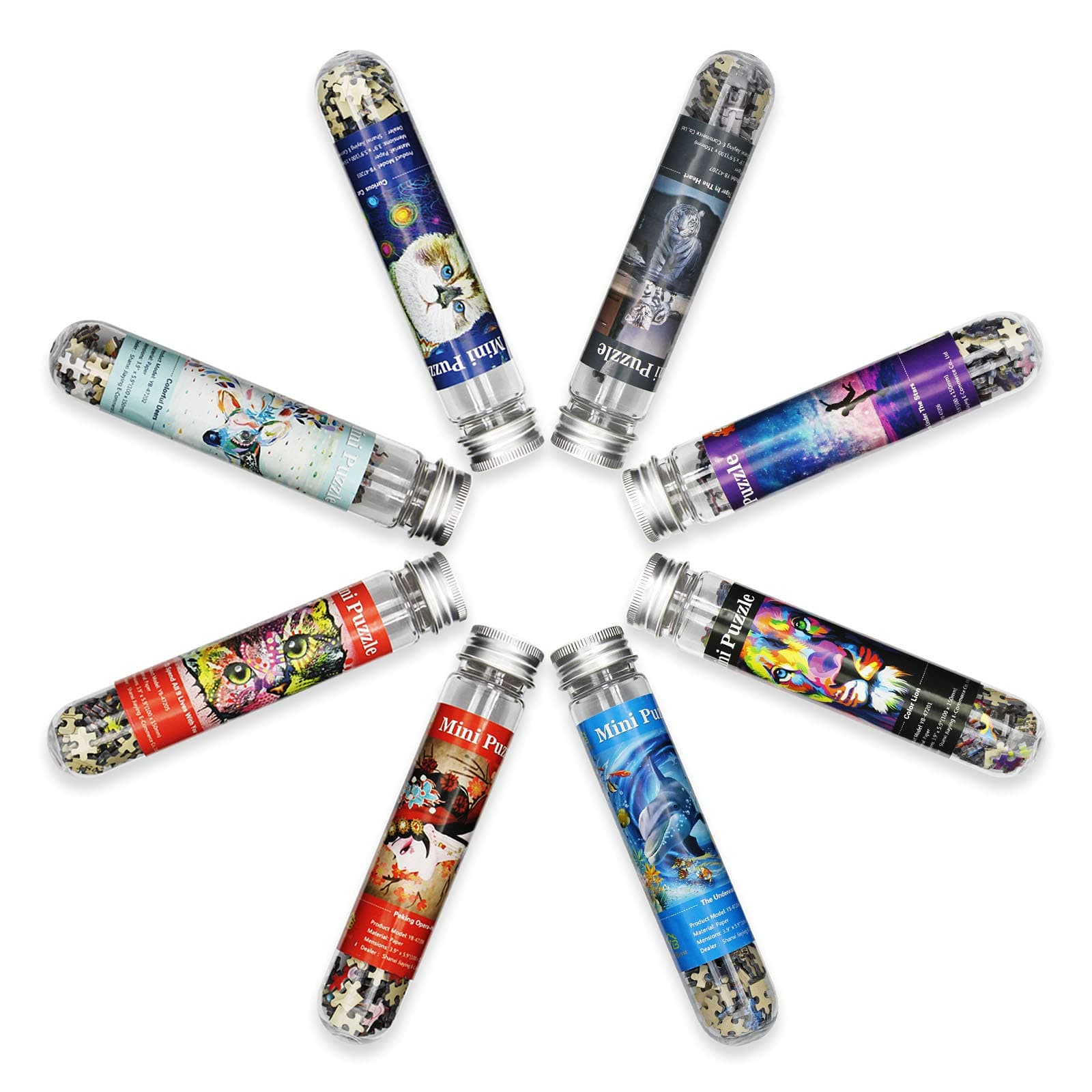 Mini Jigsaw Puzzles for Adults 234 Pieces Small Jigsaw Puzzle Test Tube Puzzle Challenging Micro Puzzle Difficult Tiny Puzzle Home Decor Entertainment 6x4in (8 Pack-4)