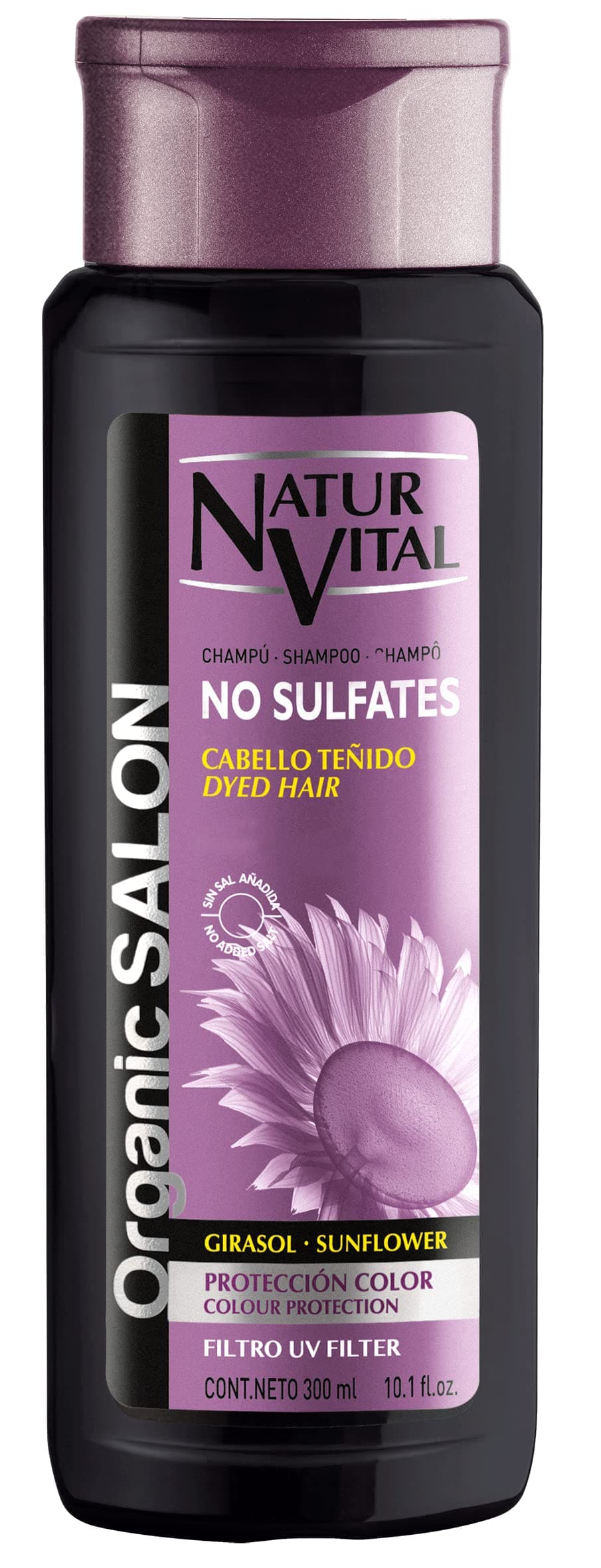 Natur Vital Organic Salon Color Protection Shampoo for Dyed Hair with Sunflower-UV Filter-No Sulfates- 300ml/10.1 fl.oz