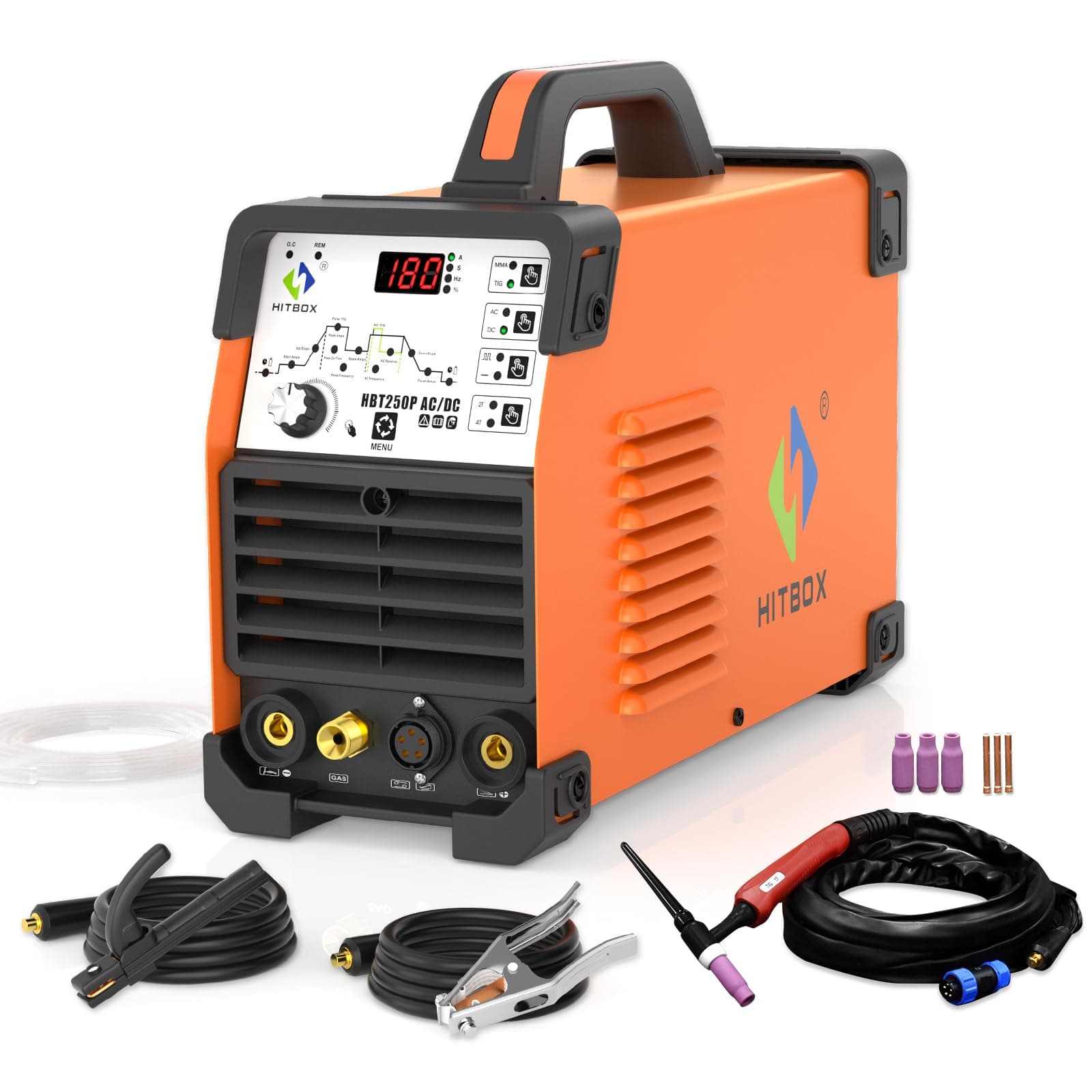 HITBOX 200A Aluminium TIG Welder AC/DC, Digital Inverter TIG Welding Machine with Pulse & Square Wave, Professional TIG Welder (HBT250P AC/DC)