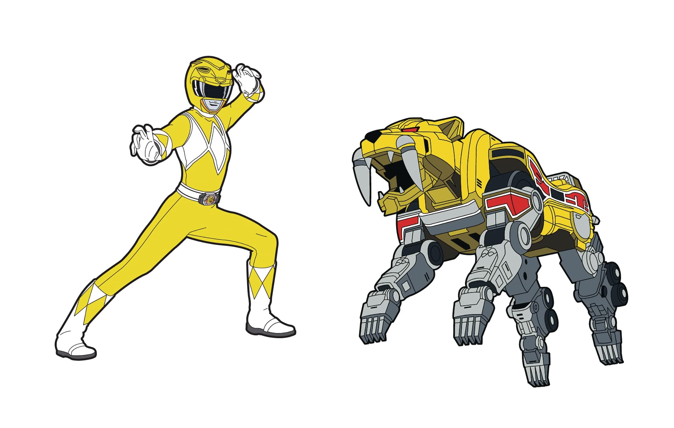 Power Rangers: Yellow Ranger and Sabertooth Tiger Zord Pin Set