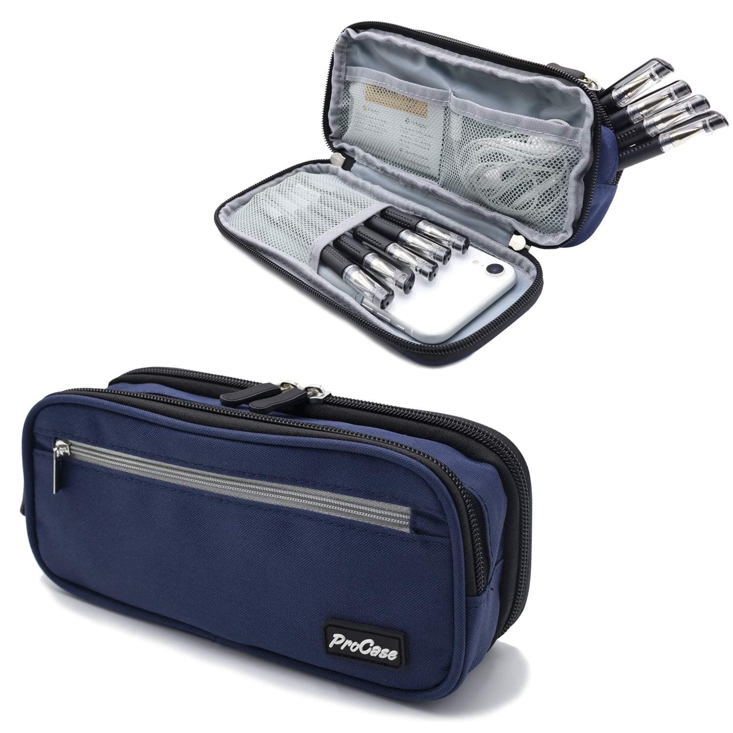 Pencil Case 2-Layer Pencil Case for Stationery, Large Capacity Stationery with Double Zip for Students and Office Workers