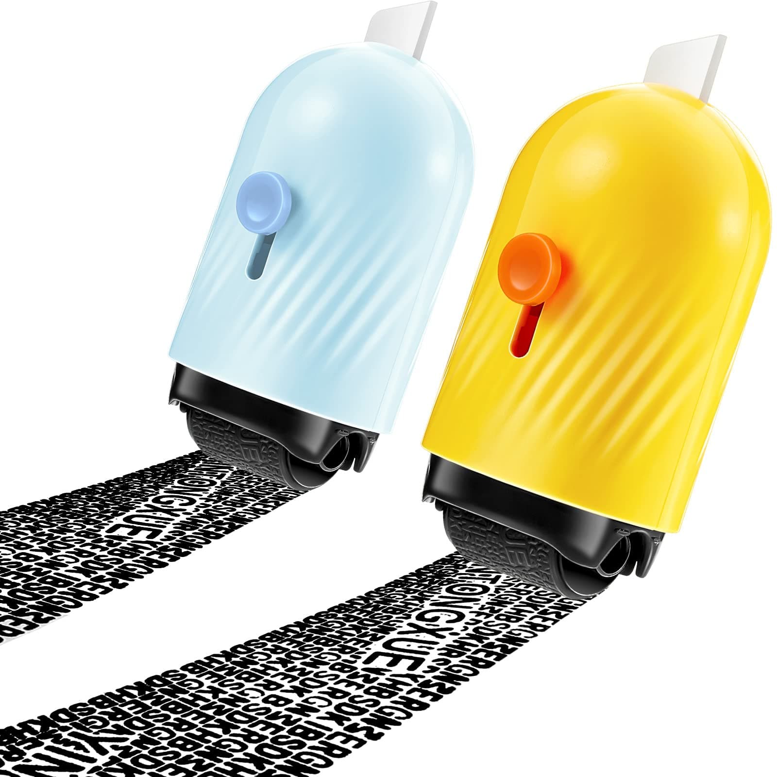 2 Pack Security Stamp 2 in 1 Identity Theft Protection Roller Stamp with Retractable Box Opener Confidential Stamp Roller Privacy Stamp Address Blocker Roller Stamp for Personal Information Blackout