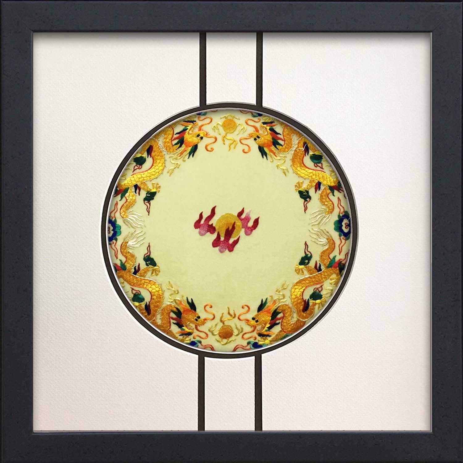 King Silk Art Embroidery Handmade Wall Painting Framed 13 inch x 13inch, Goldfish Pattern Picture Oriental Asian Decoration Artwork as Present 39022WF