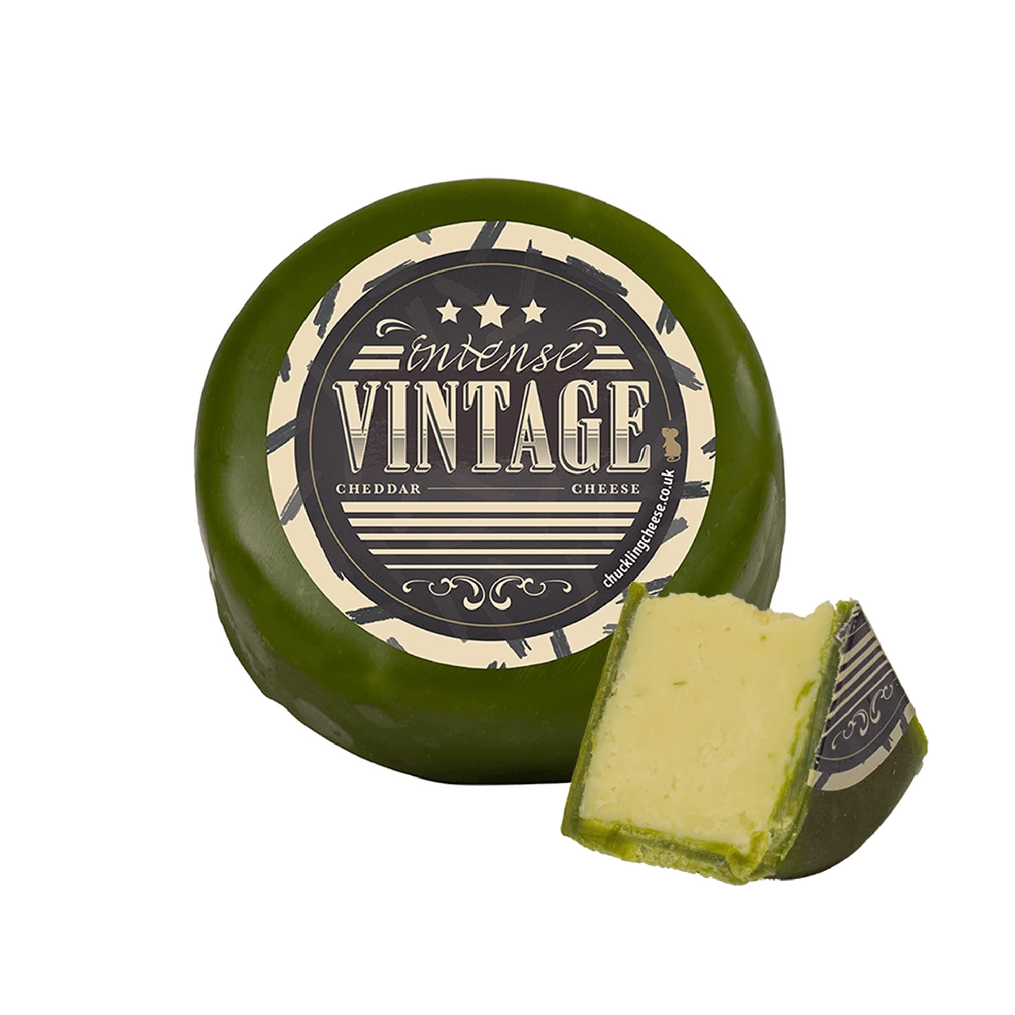 Vintage Cheese Truckle (200g). A Delicious 3 year aged Mature Cheddar Cheese Truckle. The Ultimate Edible Gifts, Perfect For Any Occasion. The Chuckling Cheese Company.