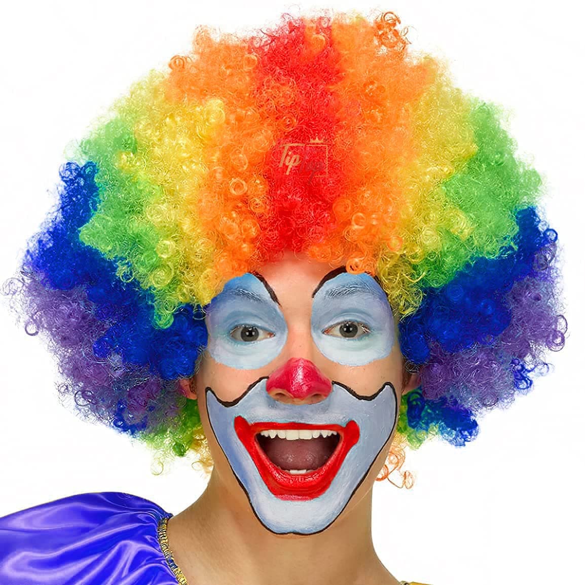 Premium Curly Clown Joker Malinga Unisex Funky Hair Wig (Multi-Color Rainbow)