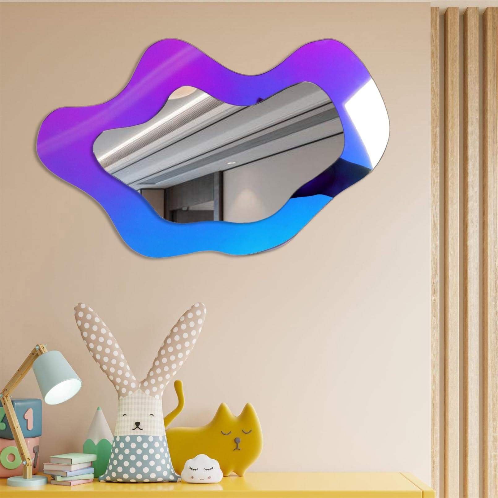 Iridescent Acrylic Mirror Decor Aesthetic Irregular Mirror Bedroom Decor Cloud Shaped Mirror,Home Wall Decoration for Living Room,Asymmetrical Mirror for Funky Decor Gifts for Girl(Cloud)