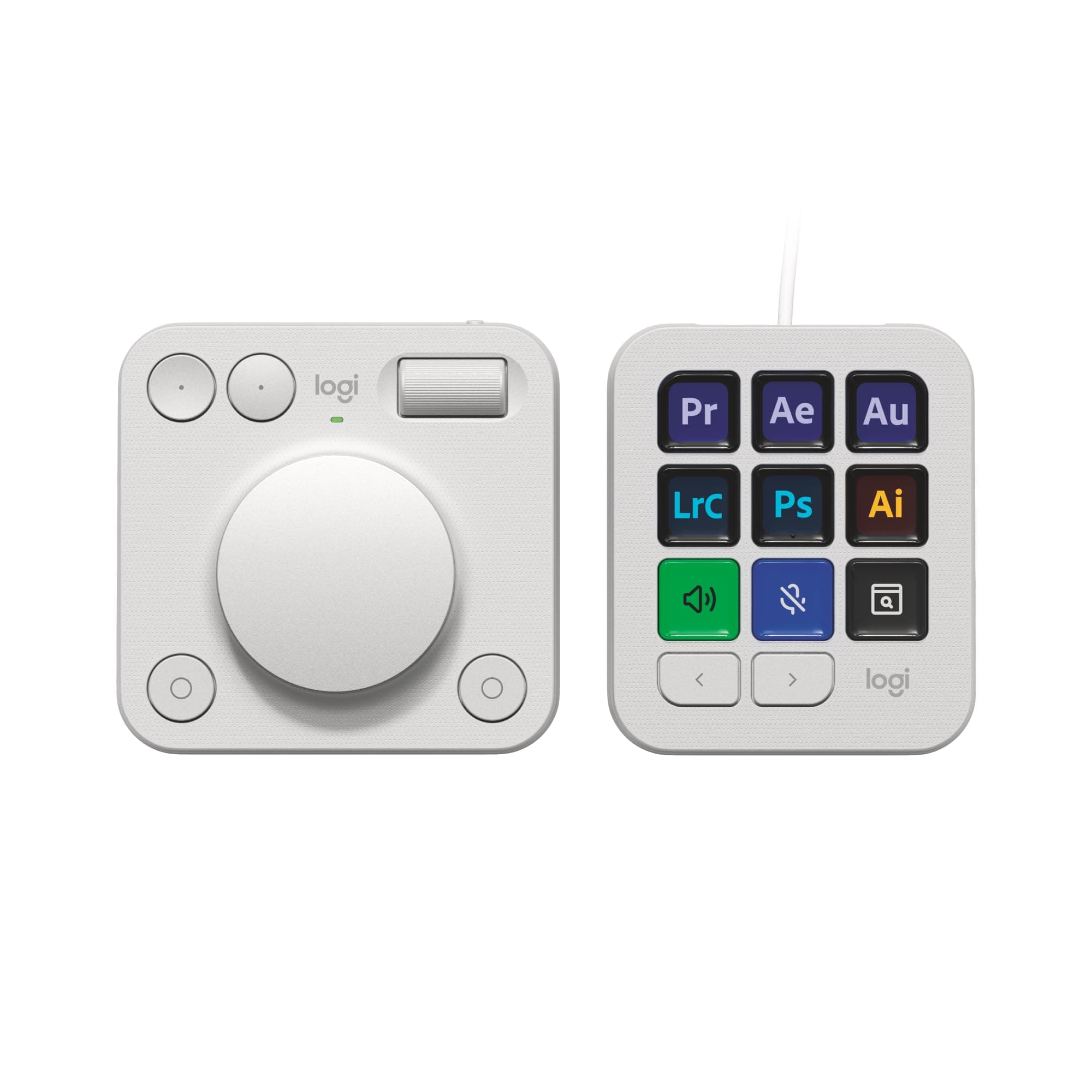 Logitech MX Creative Console, 9 Customizable LCD Keys, Stream Deck Accessories, Control Dial for Graphic Design, Adobe, Zoom, Spotify - Pale Grey, 3-Month Adobe Creative Cloud Membership