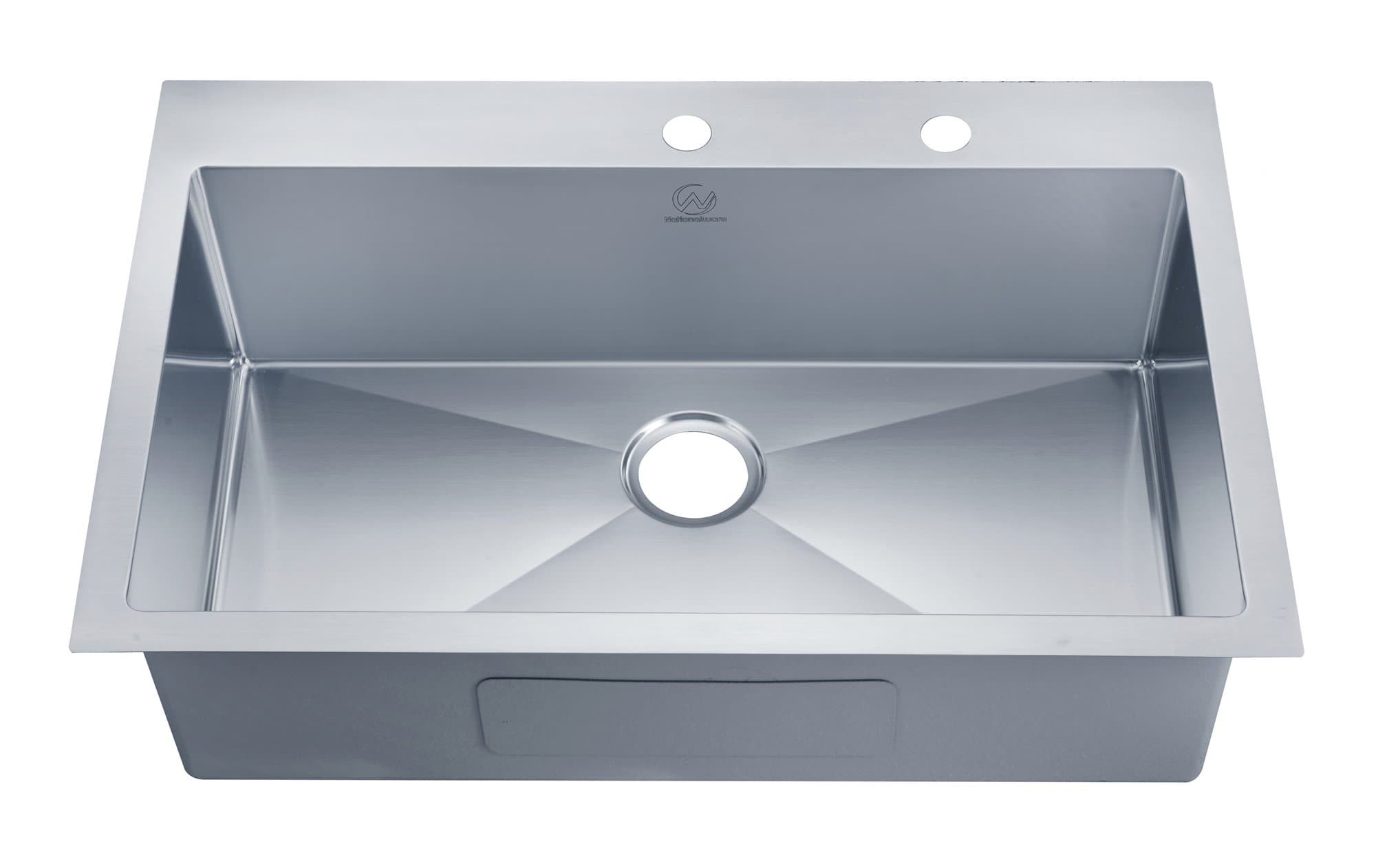 Stufurhome NW-3322SO Over Mount Stainless Steel 2-Hole Single Bowl Kitchen Sink, 33", Satin