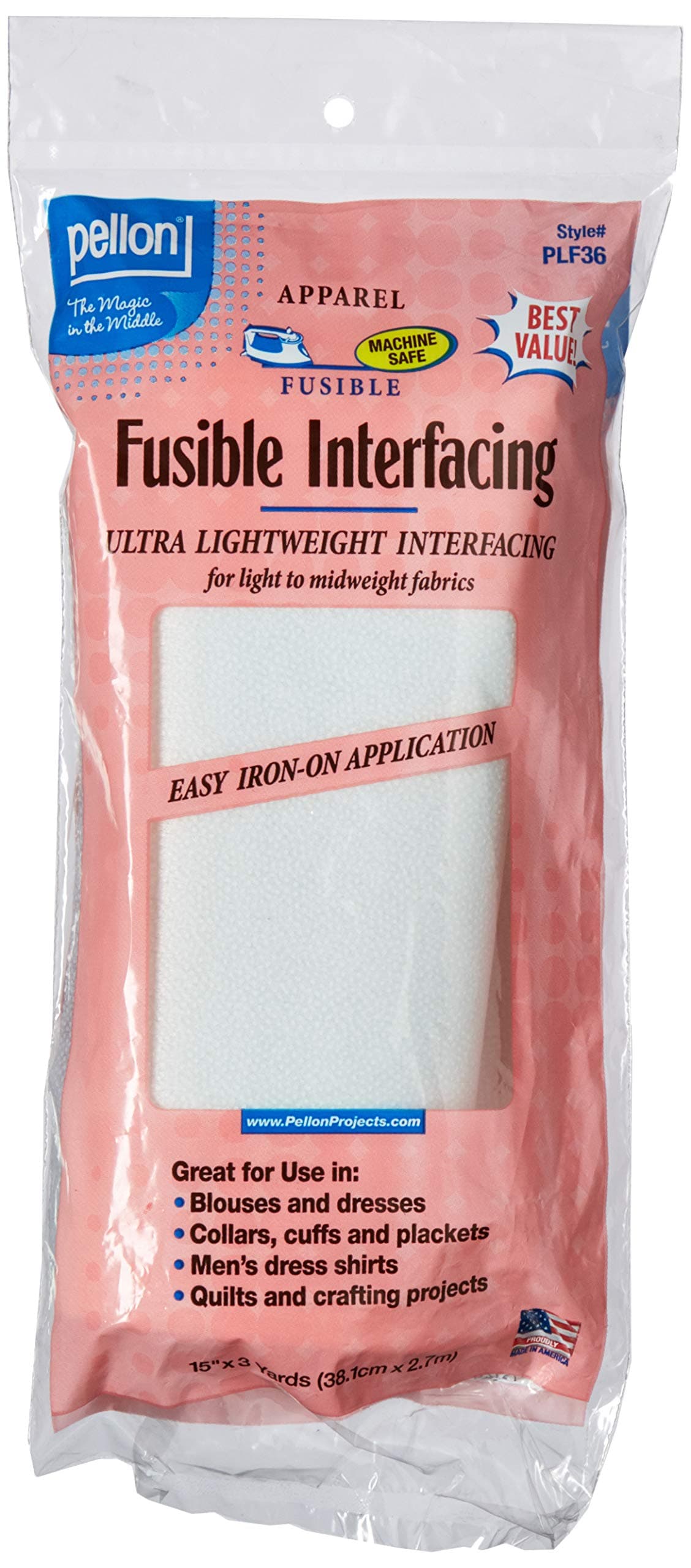 Pellon Interfacing Sheer/Light Fuse 15"x3yd Pkg Wh
