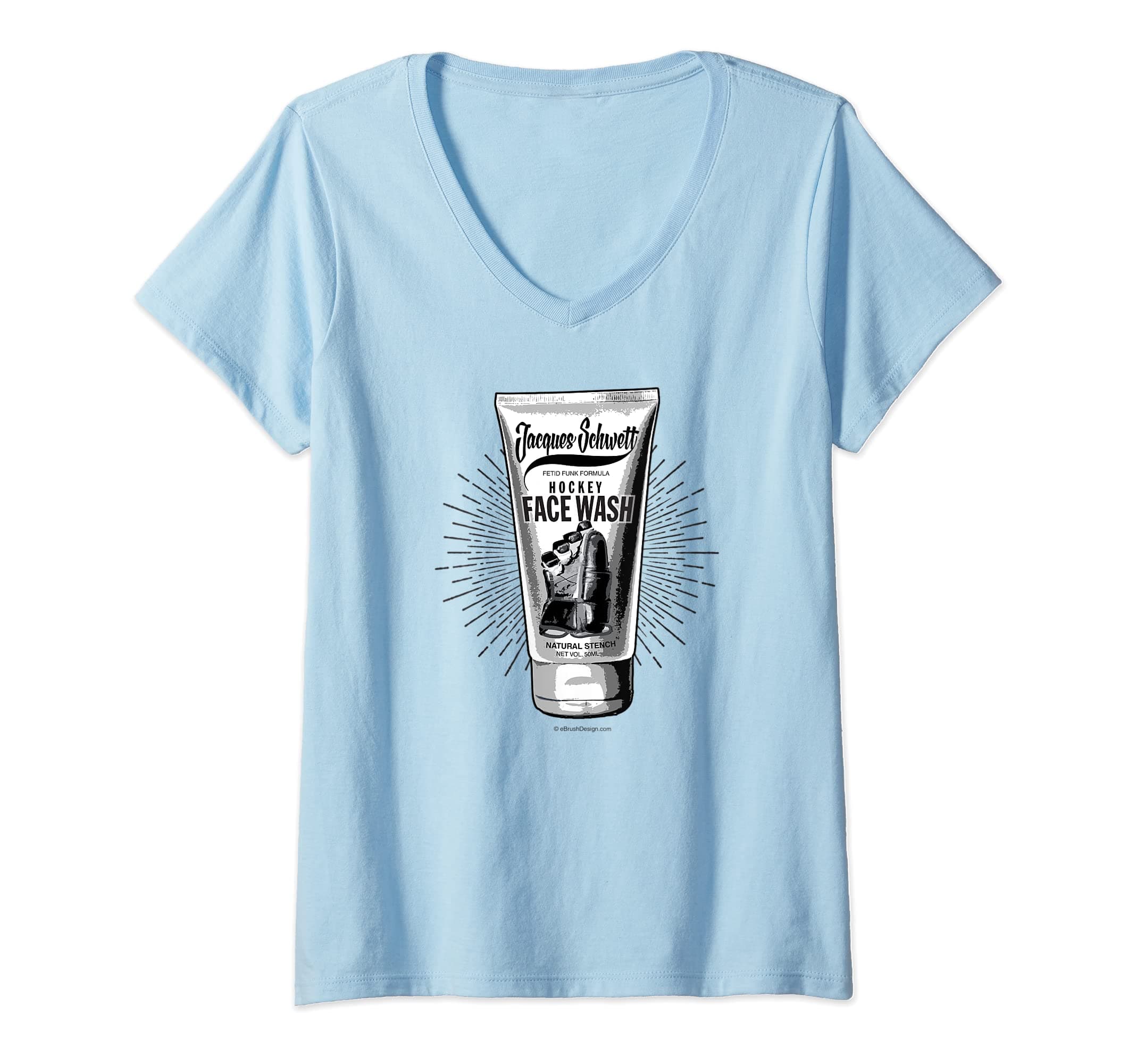 Womens Jacques Schwett Hockey Face Wash - funny hockey fan V-Neck T-Shirt