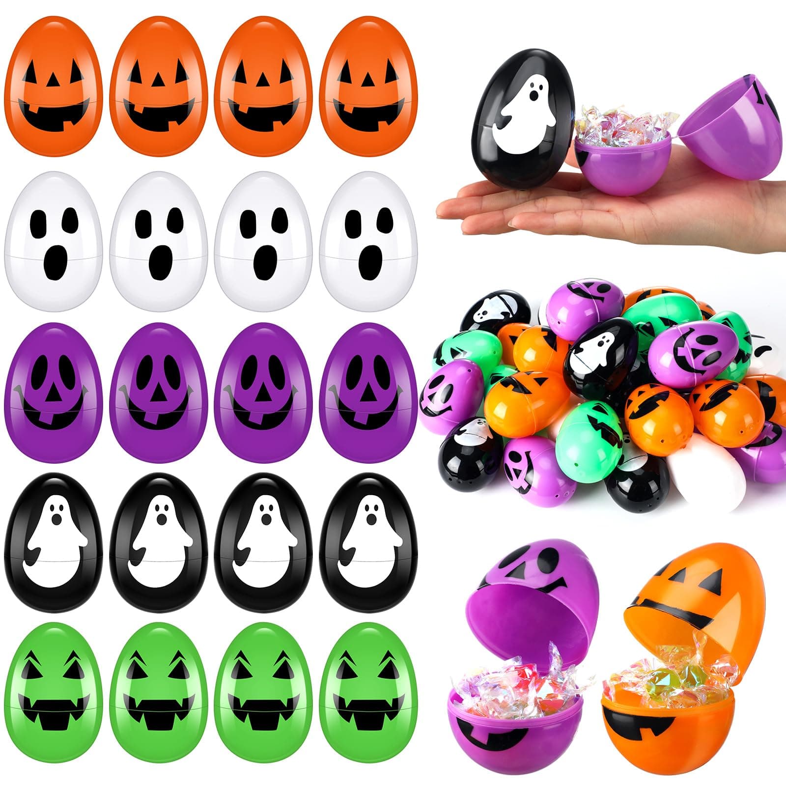 Libima 200 Pcs Easter Eggs 3" Plastic Eggs with Ghost Easter Skull Empty Bulk Fillable for Egg Hunt Party Favors Basket Stuffers Filler Classroom Prize Supplies Decor