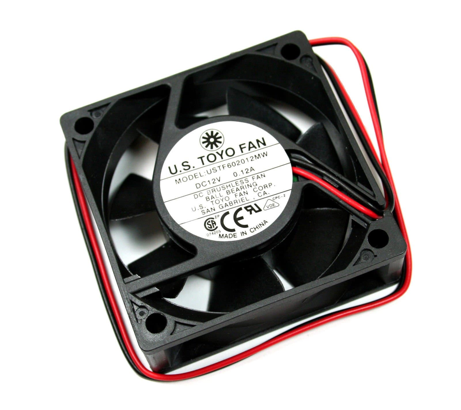 US Toyo Fan 60mm X 60mm X 20mm, 12vdc Ball Bearing 0.12A 1.44W 3600RPM 14.8CFM