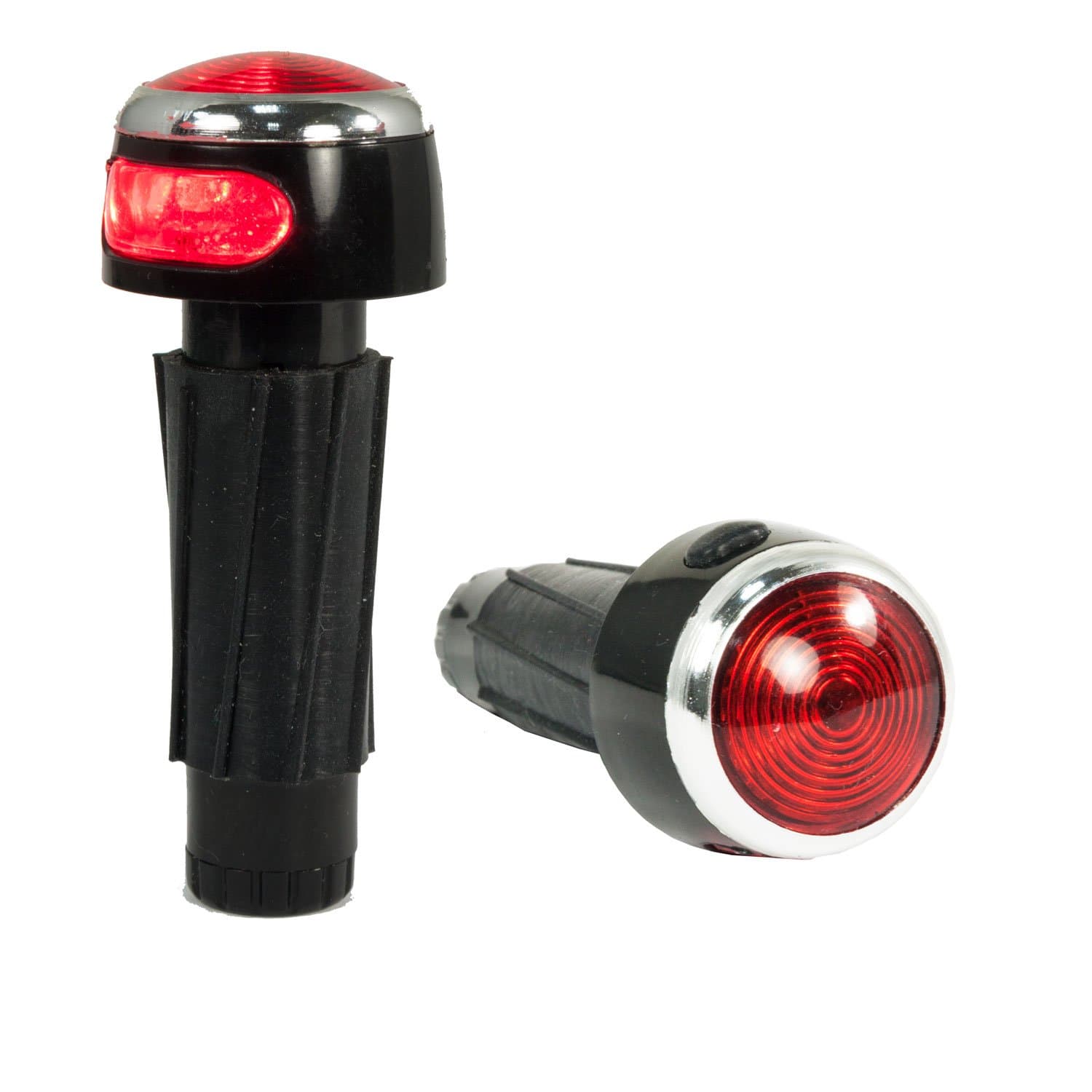 Ecolle LED Light Bar End Caps L 2 Modes: Flashing + Continuous Light Handlebar End Plugs L Paint Red with 2x AAA Batteries