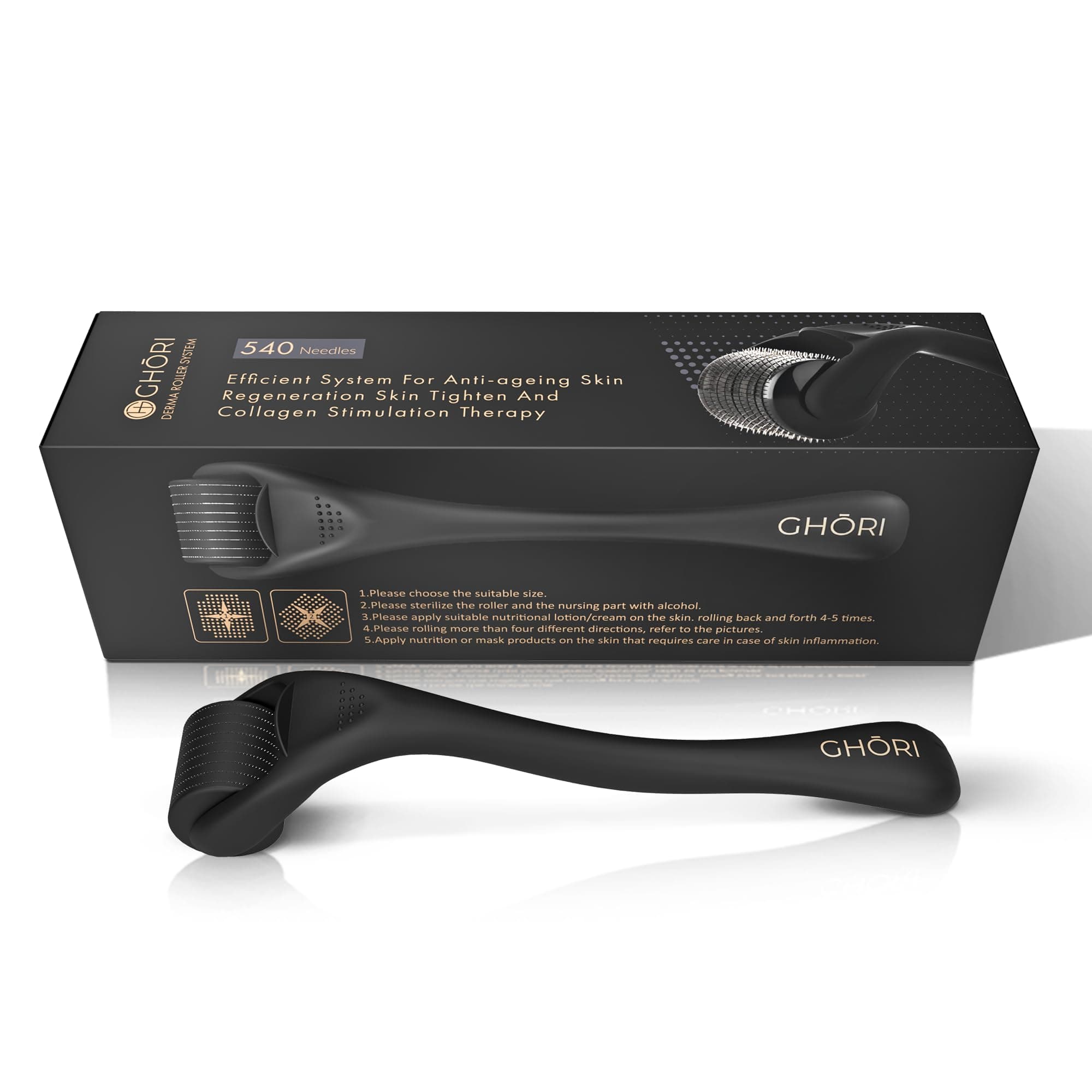 Derma Roller 0.50 MM | With 540 Titanium Microneedles | Premium Microneedle for Men & Women | Scalp, Face, & Body Roller | Hair Regrowth Treatment | Safe & Effective to Use