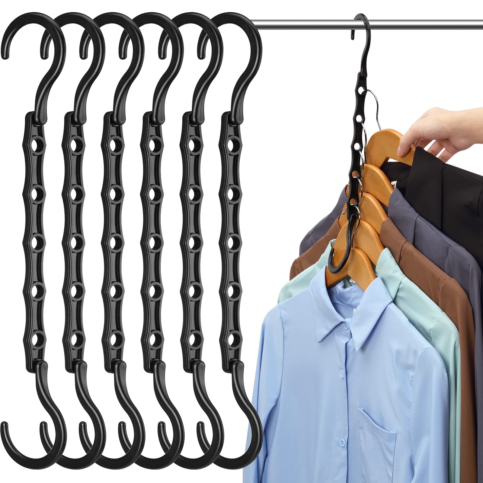 AMKUFO 12 Pack-Closet-Organizers-and-Storage, Hangers-Space-Saving-for-Closet-Organization, Clothes-Hanger-Space-Saver-for-College-Dorm-Room-Essentials, Small-Apartment-Storage