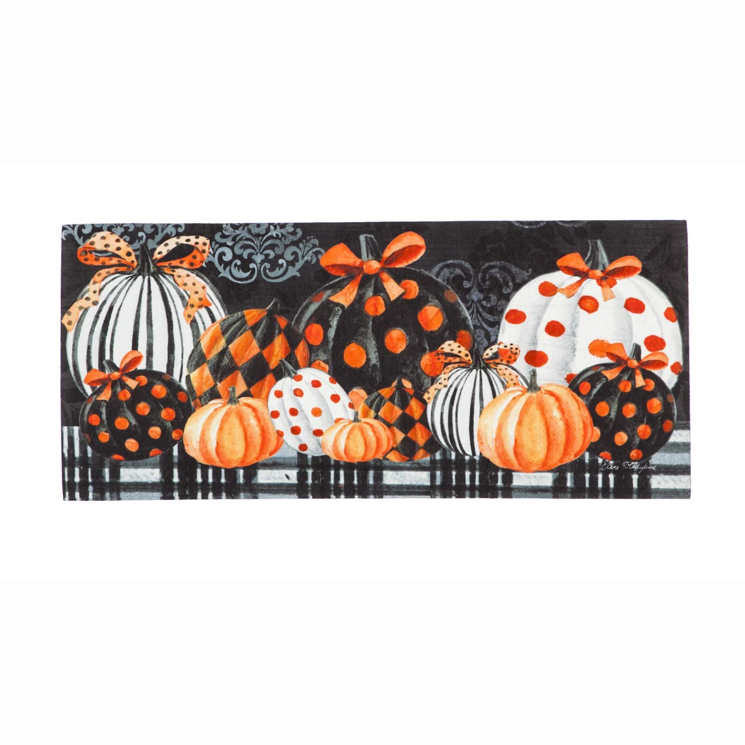 Evergreen FlagSassafras Elegant Patterned Pumpkins Interchangeable Entrance Doormat | Indoor and Outdoor | 22-inches x 10-inches | Non-Slip Backing | All-Season | Low Profile | Home Decor