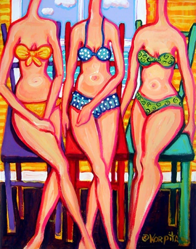Whimsical Beach Print - Colorful Women 11x14 - Korpita