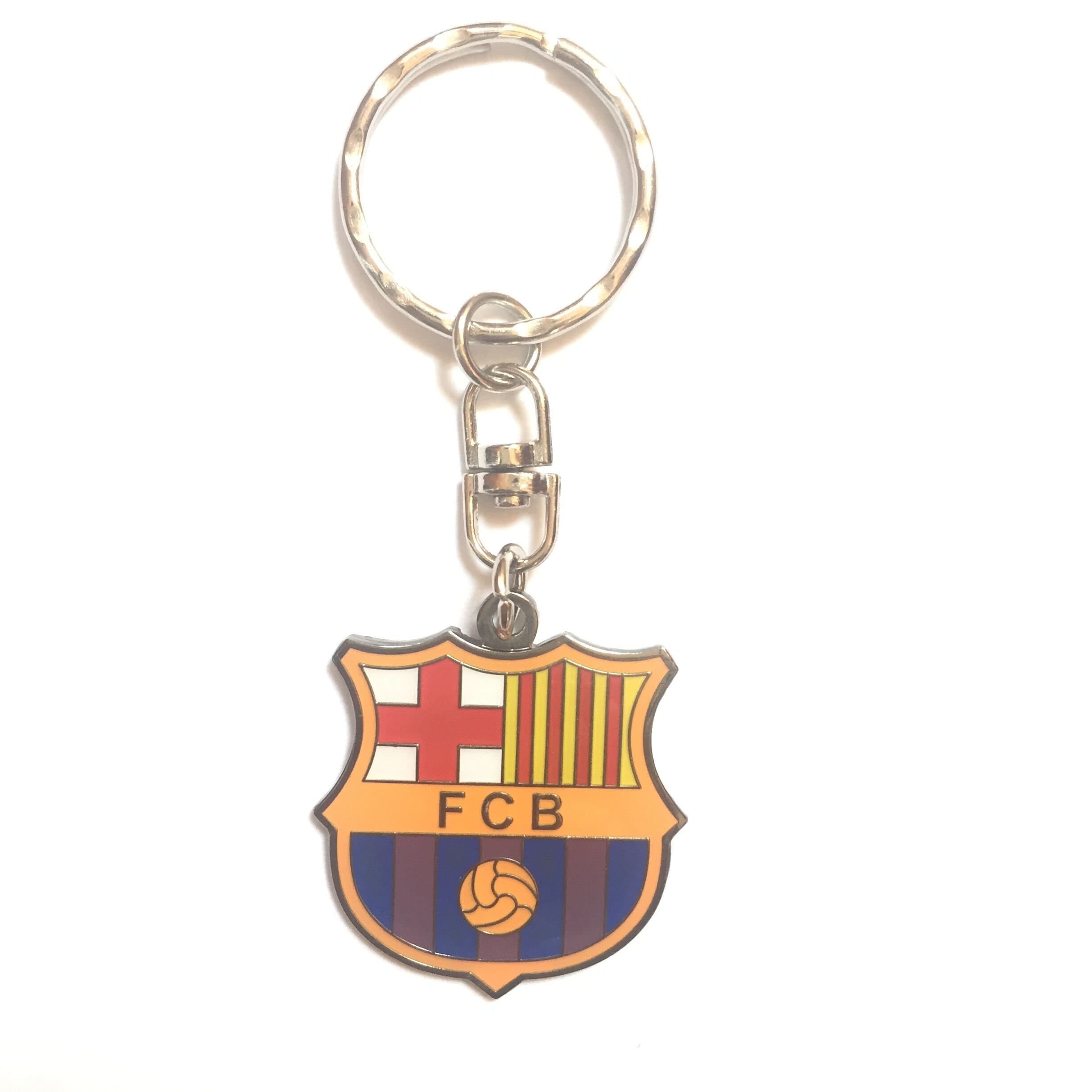 Official Football Club Metal Badge Keychain Key Ring (F C Barcelona)