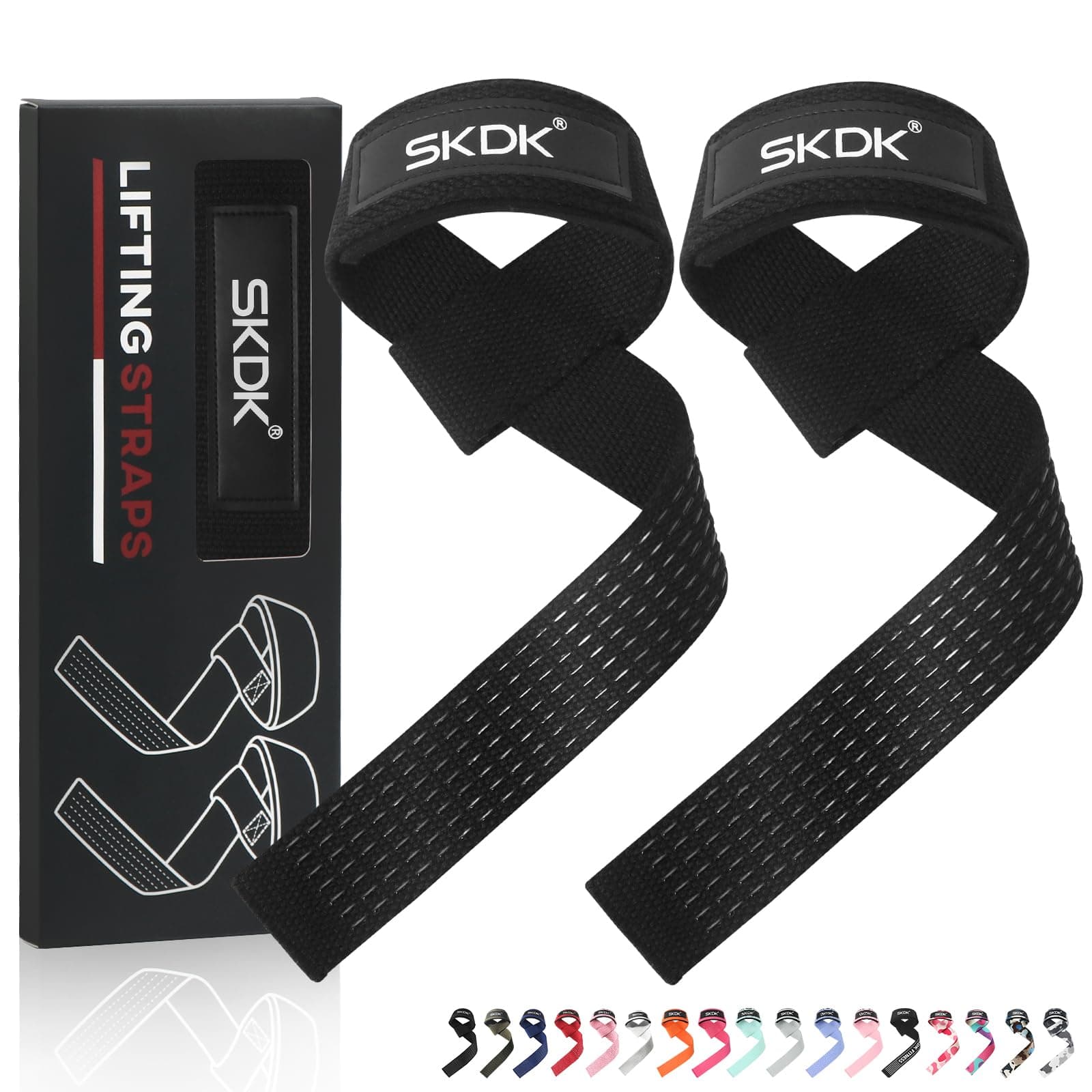 SKDK Lifting Straps Strength Training Women Bodybuilding, Lifting Straps Gym Deadlift, Deadlift Straps with Neoprene Padded Wrist, Non-Slip Silicone, for Weightlifting, Bodybuilding, Xfit, Strength