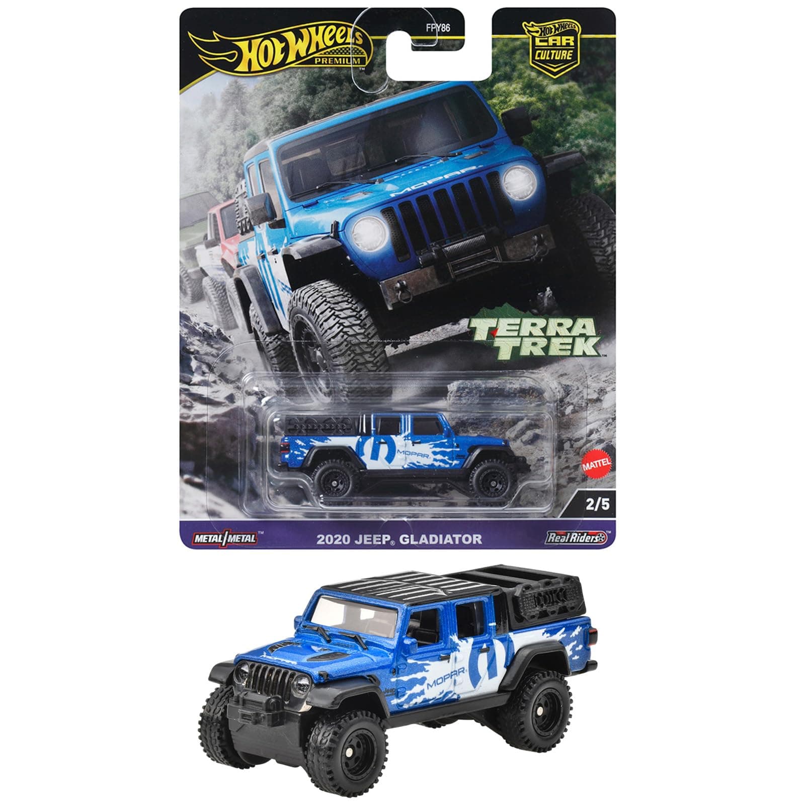 Car Culture Terra Trek 2020 Jeep Gladiator Toy Vehicle Mini Car, Ages 3 and Up, Blue HRV91