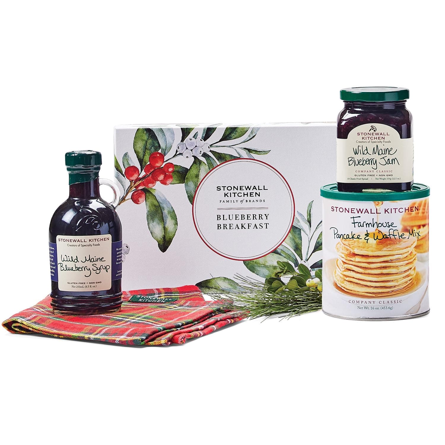 Stonewall Kitchen 4 Piece Holiday Blueberry Breakfast Gift Set and Gift Box