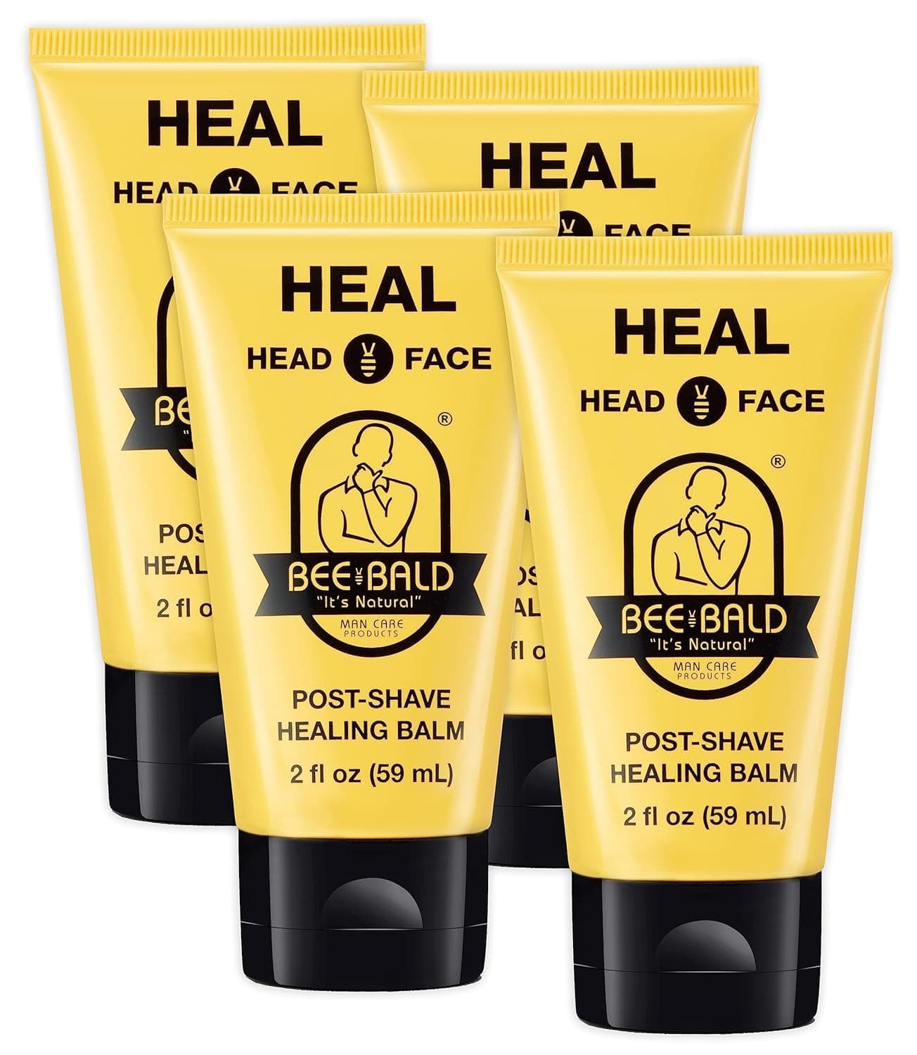Bee Bald HEAL Aftershave for Men Healing Balm, Immediately Calms & Soothes Damaged Skin, Treats Bumps, Redness, Razor Burn & Other Shaving Post Shave Irritations, 2 Fl Oz (Pack of 4)