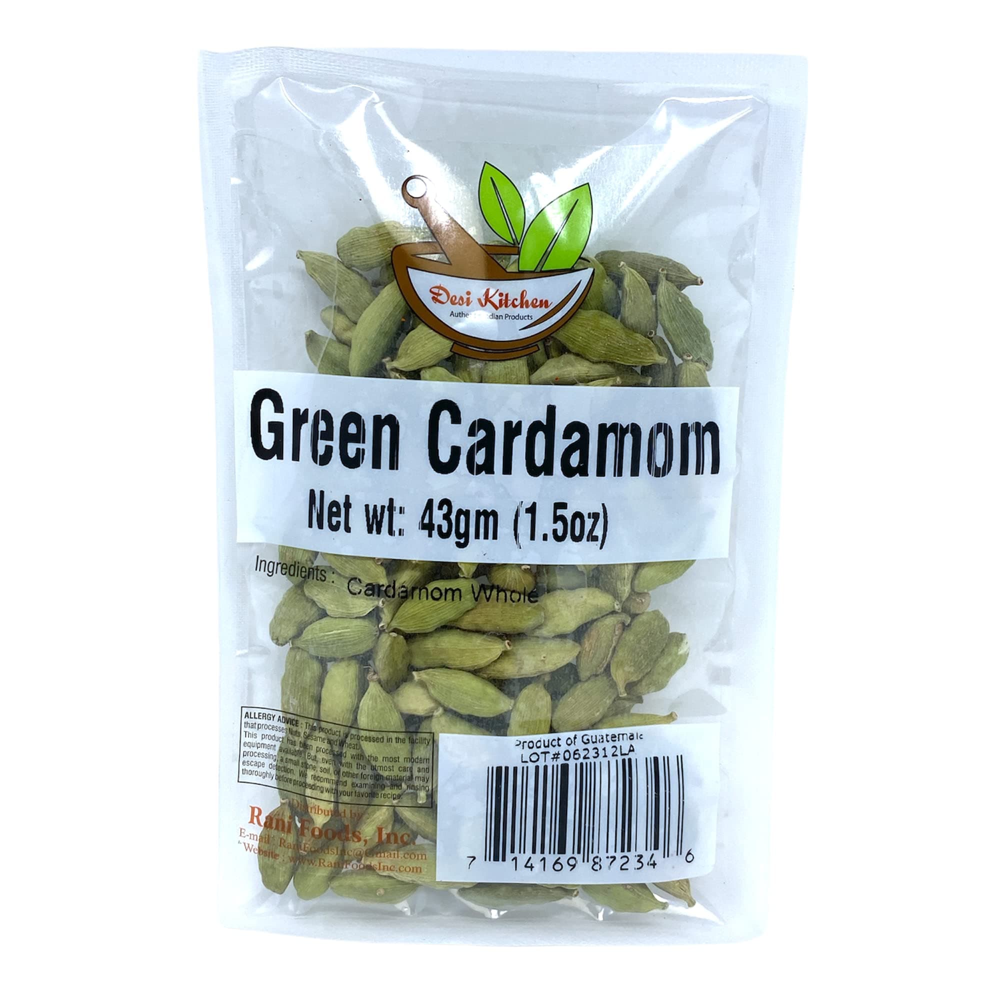 Desi Kitchen Jumbo Green Cardamom Pods 1.5oz (43gm) Natural ✓ no preservatives ✓ no additives ✓ no agents ✓ no irradiation ✓ With OUR FRESHNESS GUARANTEE. Product From Guatemala