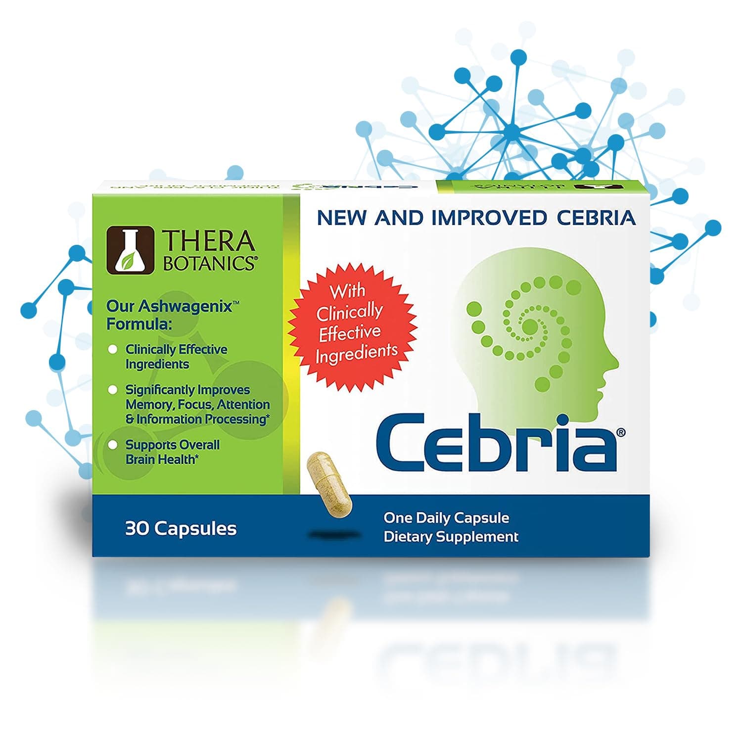 Cebria Brain Supplement for Men, Women & Seniors – Nootropic Safe and Effective Memory Supplement for Retention, Recall & Age-Related Memory Loss (30 Count)