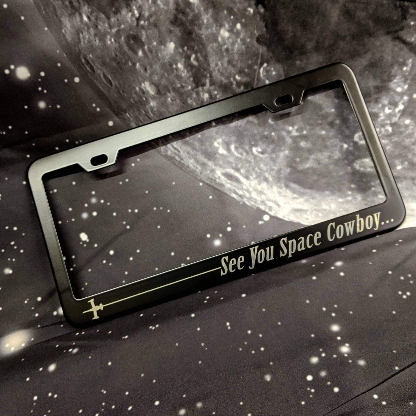 Aluminum License Plate Frame See You Space Cowboy - Cowboy Bebop Inspired - Metal License Plate Frame Car Licenses Plate Covers Holders for US Vehicles