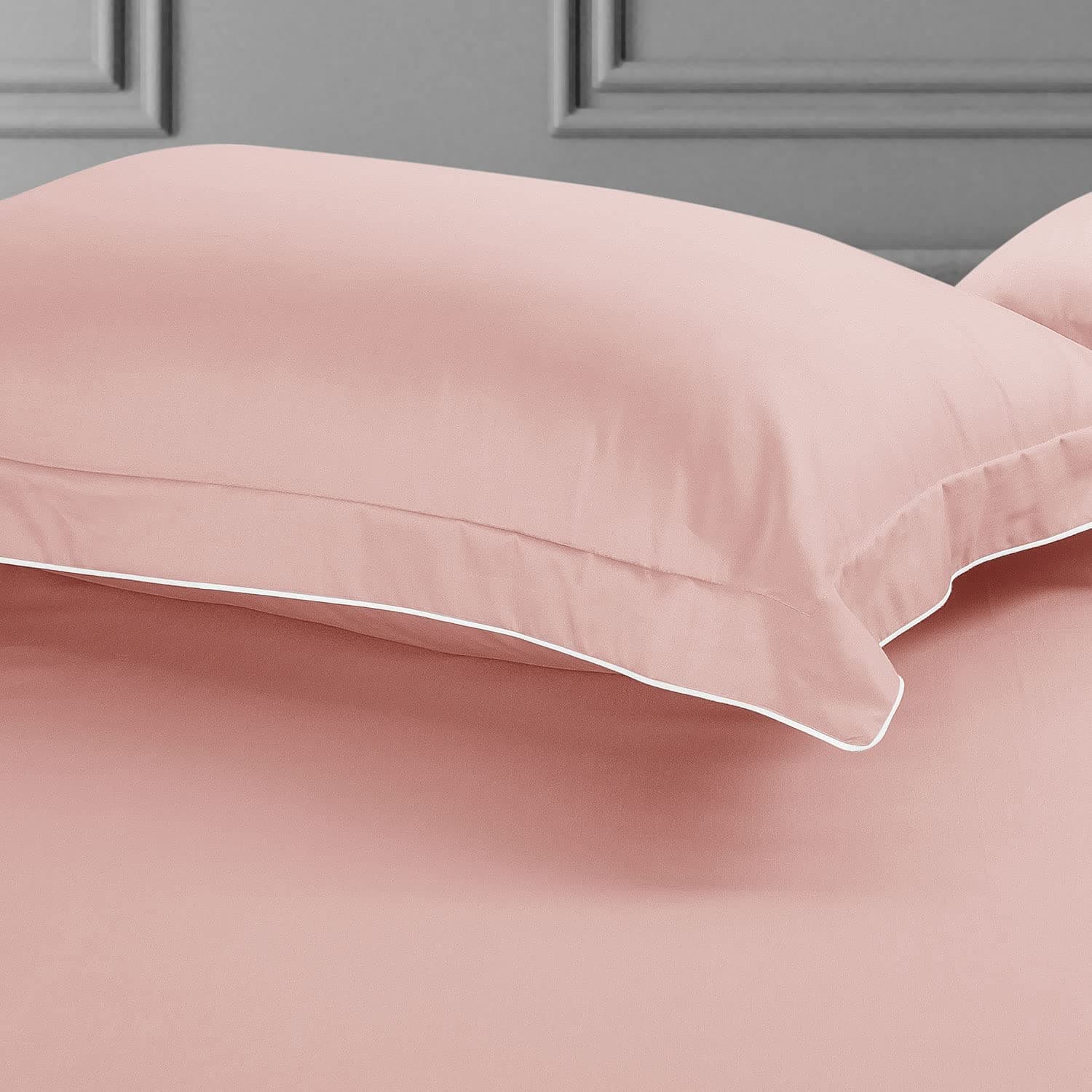 Spread Spain Italian Cotton 500 Thread Count King Size Pillowcases Super Soft and Breathable Envelope Closure Pillow Cases 22" x 34" Inches Rose Pink