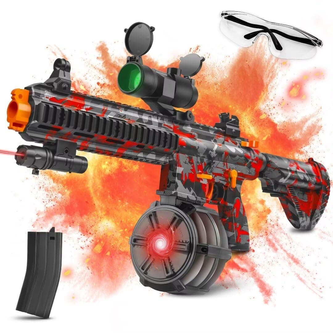 Large Gel Splatter Blaster for Orbeez with Goggles Suitable for Backyard Fun and Outdoor Team Shooting Games, Over 18+,Red