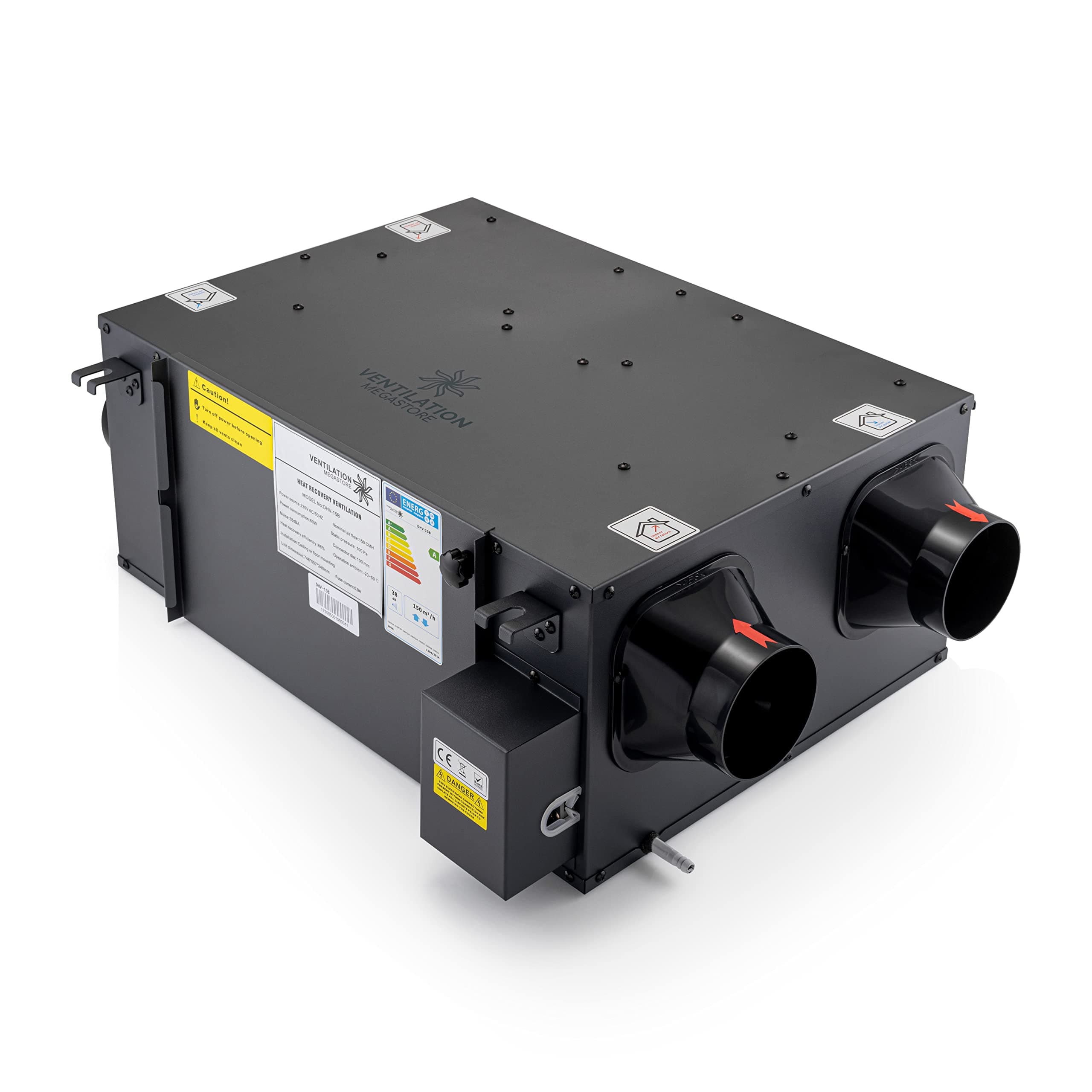 Ventilation Megastore | DHV-15B | MVHR Mechanical Ventilation | HRVU Heat Recovery | Heat Exchanger | Low Energy Consumption | Reduced Humidity & Condensation | Designed for Small Properties