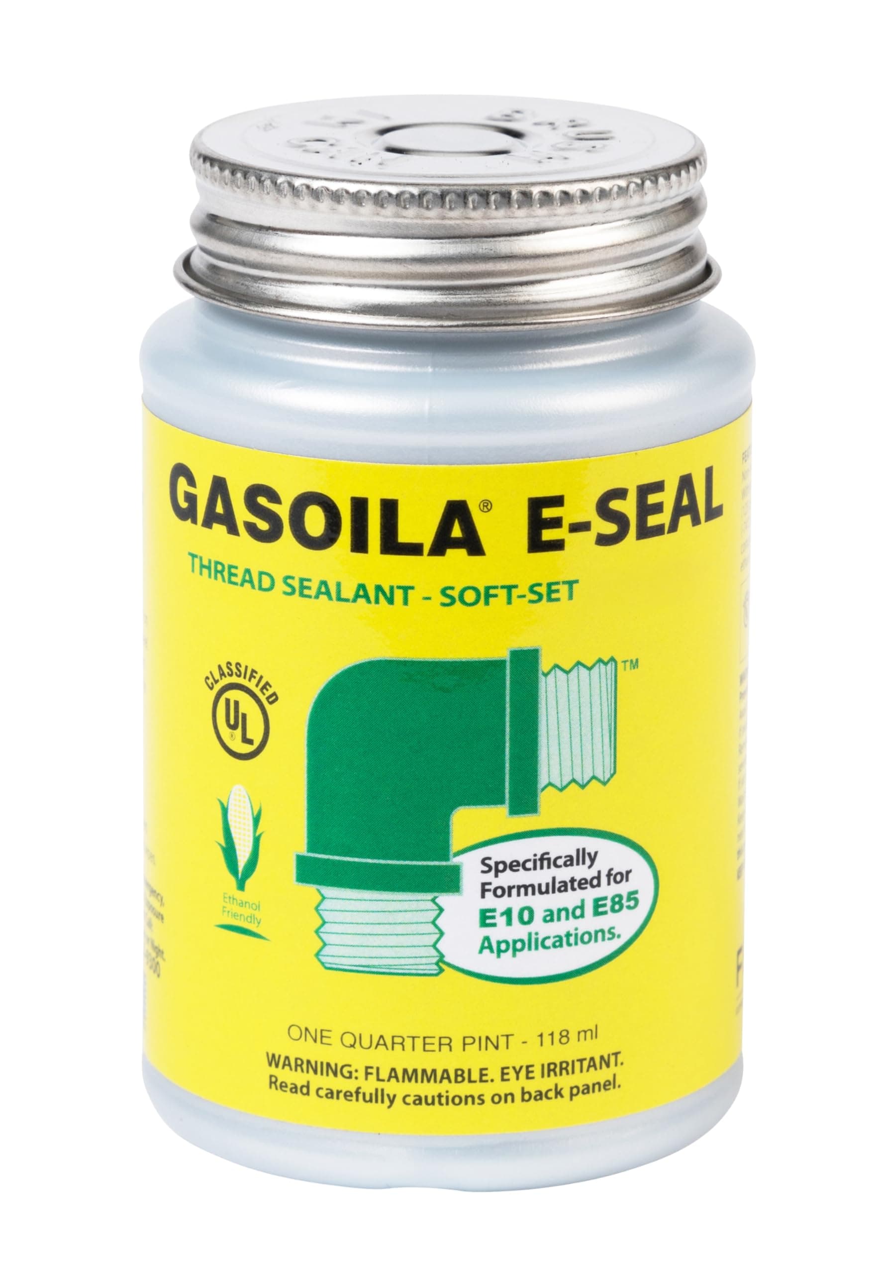 Gasoila E-Seal Pipe Thread Sealant with PTFE Paste, Non Toxic, -100 to 600 Degree F, 1/4 Pint Brush