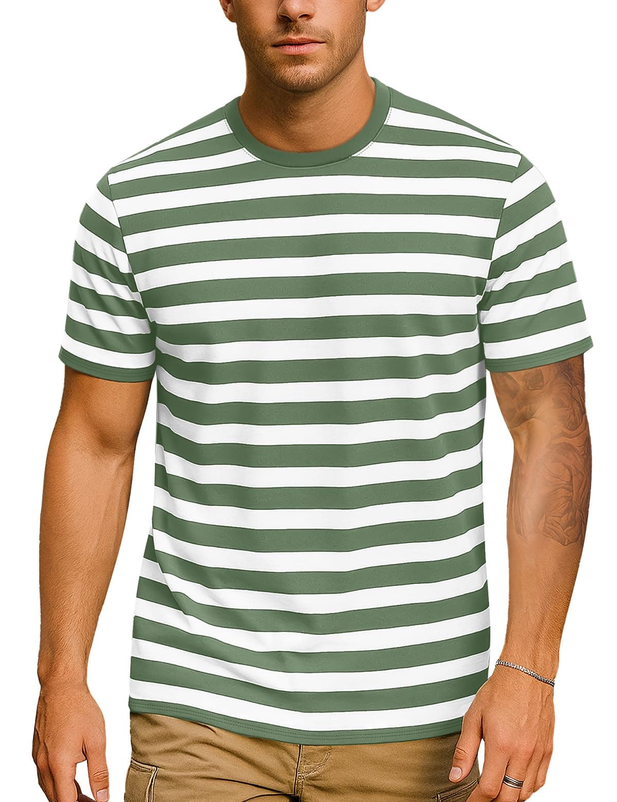 Zengjo Mens Striped Shirt Short Sleeve T-Shirts