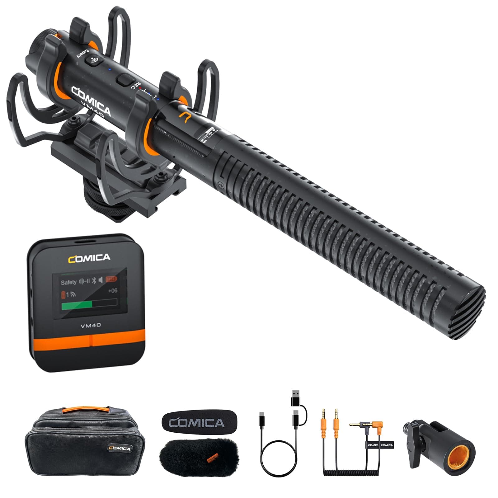 VM40 Wireless Shotgun Microphone, 32-bit Float Internal Recording, 32GB Memory, 200M Range, Super Cardioid, External Camera Microphone for Filmmakers, Interviews, YouTube Live Streaming