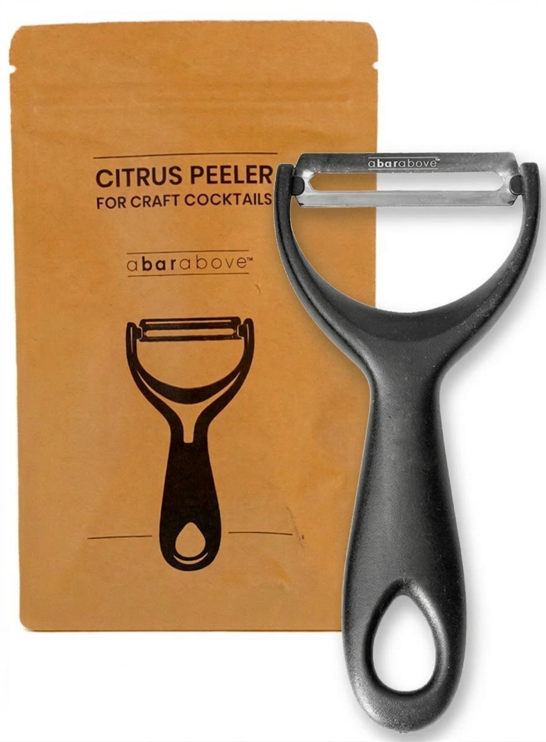 A Bar Above Gold Citrus Peeler, Stainless Steel Fruit Peeler for Garnishes, Cocktail Twists, Comfortable Grip Peeling Tool for Oranges, Lemons, Limes, Bartender Accessory, Kitchen Essentials, Silver