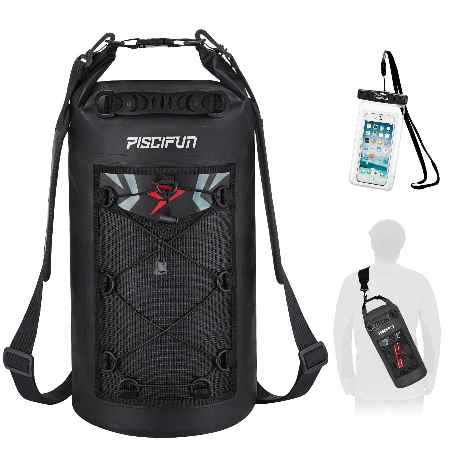 Piscifun Dry Bag, Waterproof Floating Backpack 10L/20L/30L/40L with Waterproof Phone Case for Boating, Kayaking, Fishing