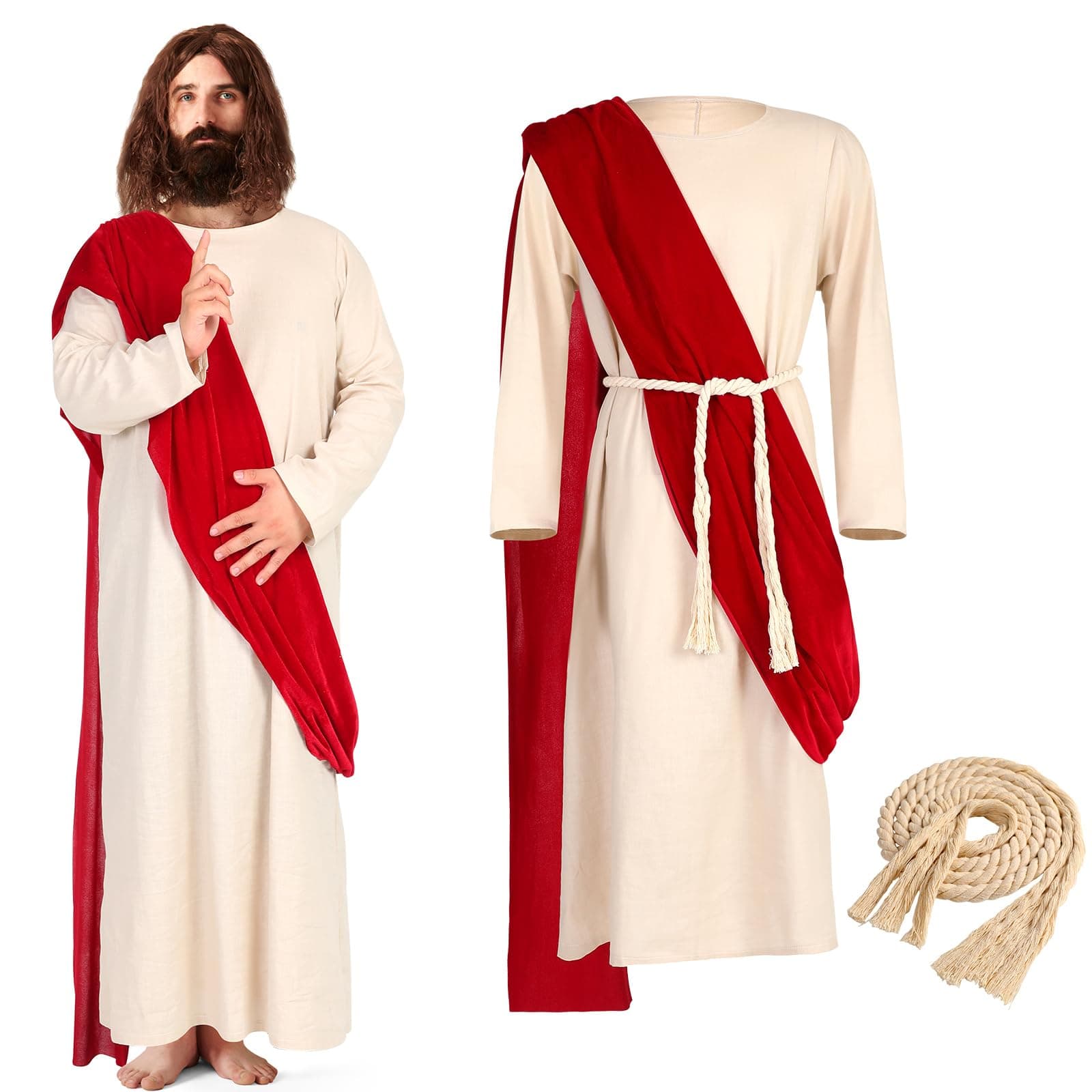 - Jesus Biblical Costume Adult Men Robe Costume Includes Scarf Waist Rope