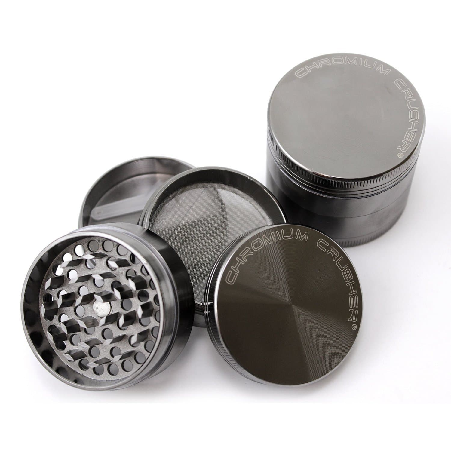 Chromium Crusher 2 Inch 4 Piece Tobacco Spice Herb Grinder - Gun Metal