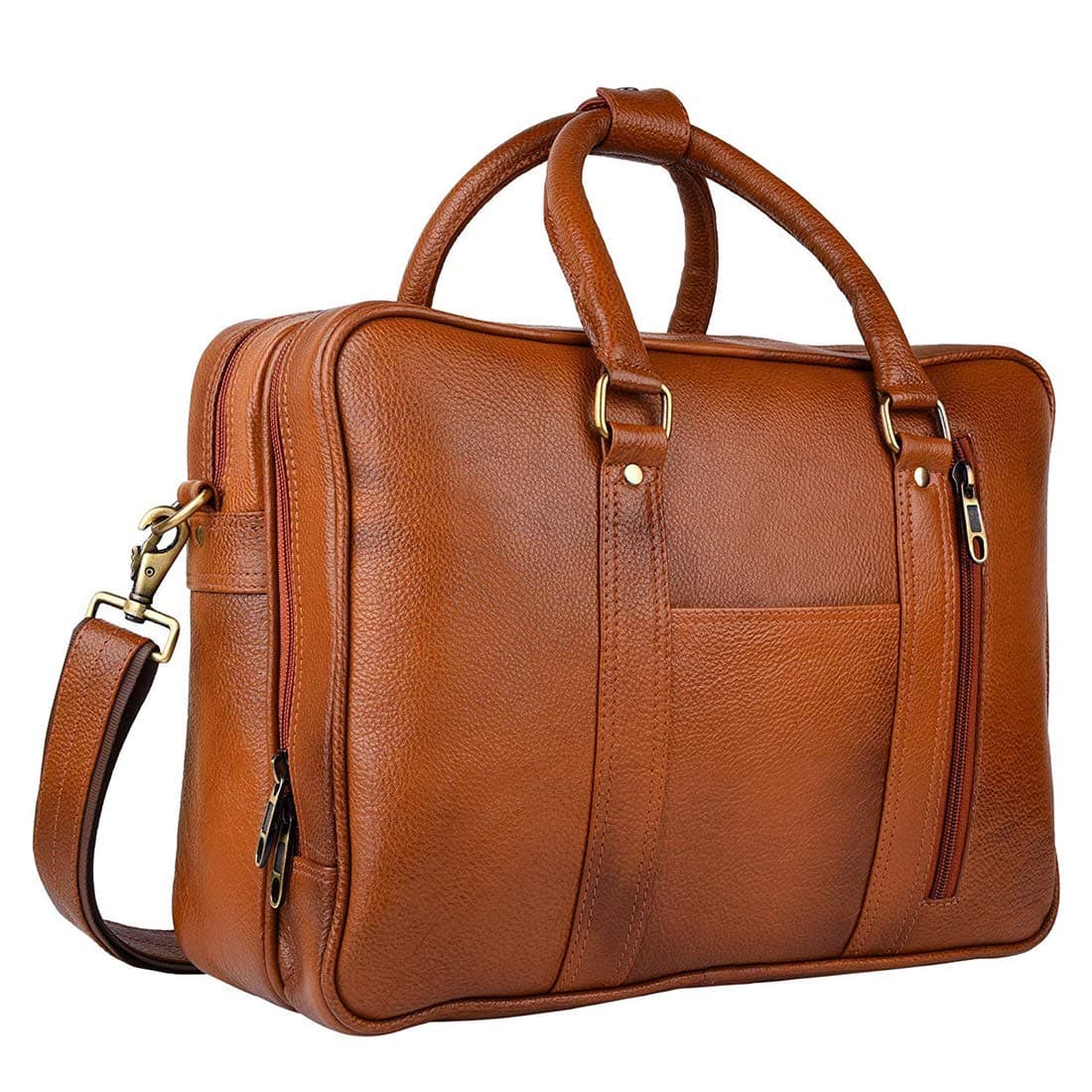 OMAX FASHION Leather Messenger Laptop Bag for Men Double Compartment Size16 Inch Shoulder Briefcase Bag For Travel Business Office Work Documents Phone Ipad Small Electronics Holder - By OMAX