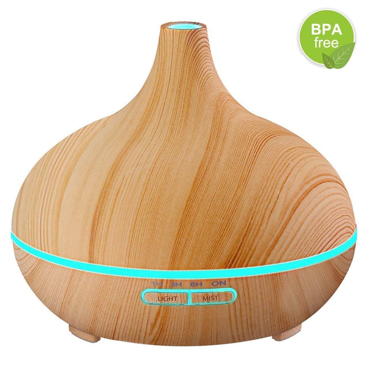 ALIKE Essential Oil Diffuser, 300ml Cool Mist Ultrasonic Aroma Diffuser, Air Humidifier Wood Grain with Waterless Automatically Shut-off