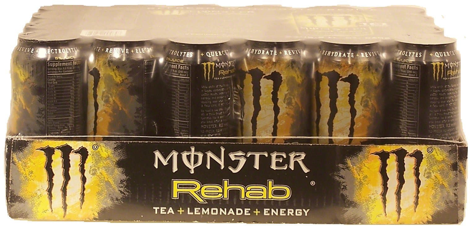 Monster Rehab Tea + Lemonade + Energy, Energy Iced Tea, 15.5 Ounce (Pack of 24)
