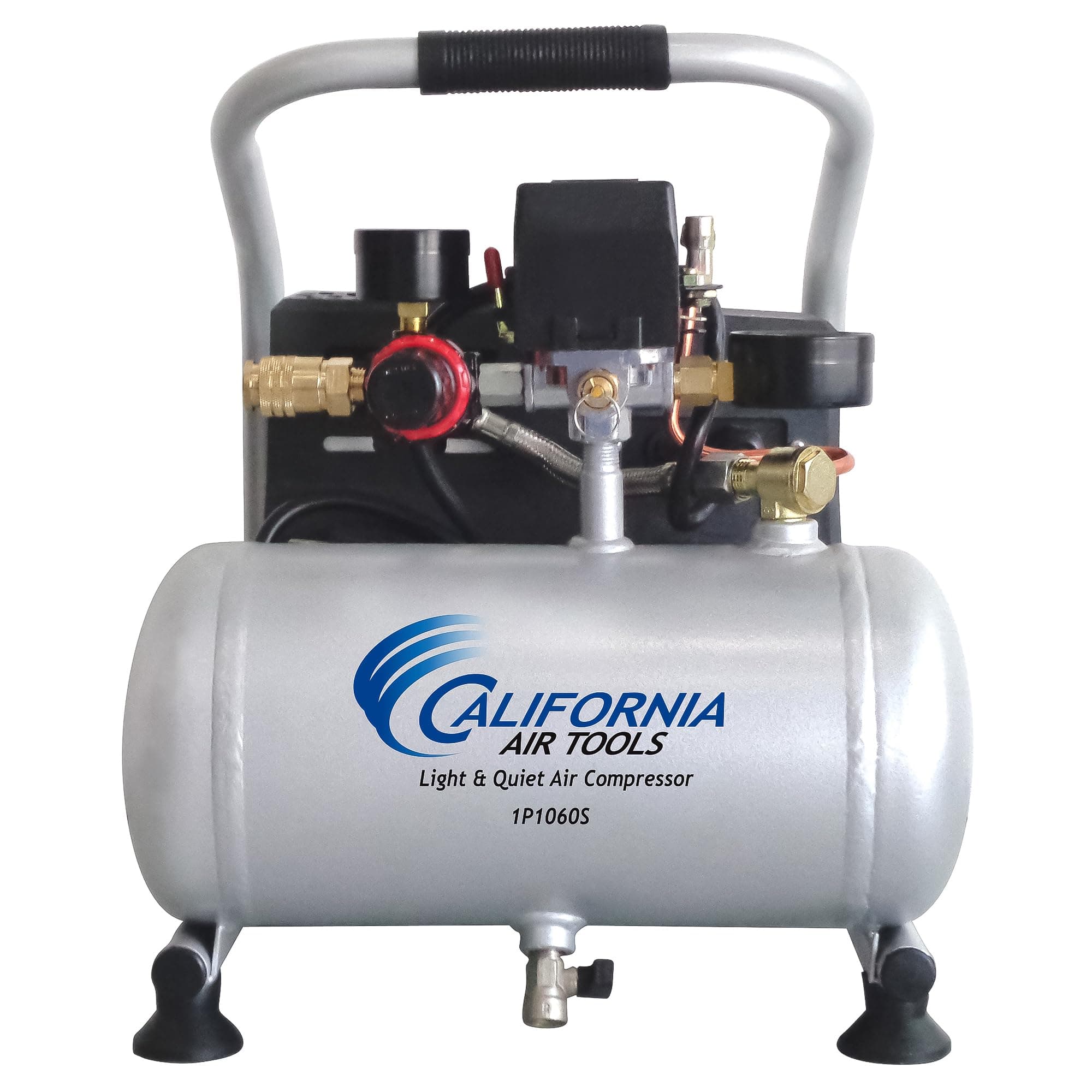 California Air Tools CAT-1P1060S Light & Quiet Portable Air Compressor, Lightweight, Ultra Quiet, Oil-Free, 1 Gallon Steel Tank, .6 HP, 56 dBA Noise Level, Silver