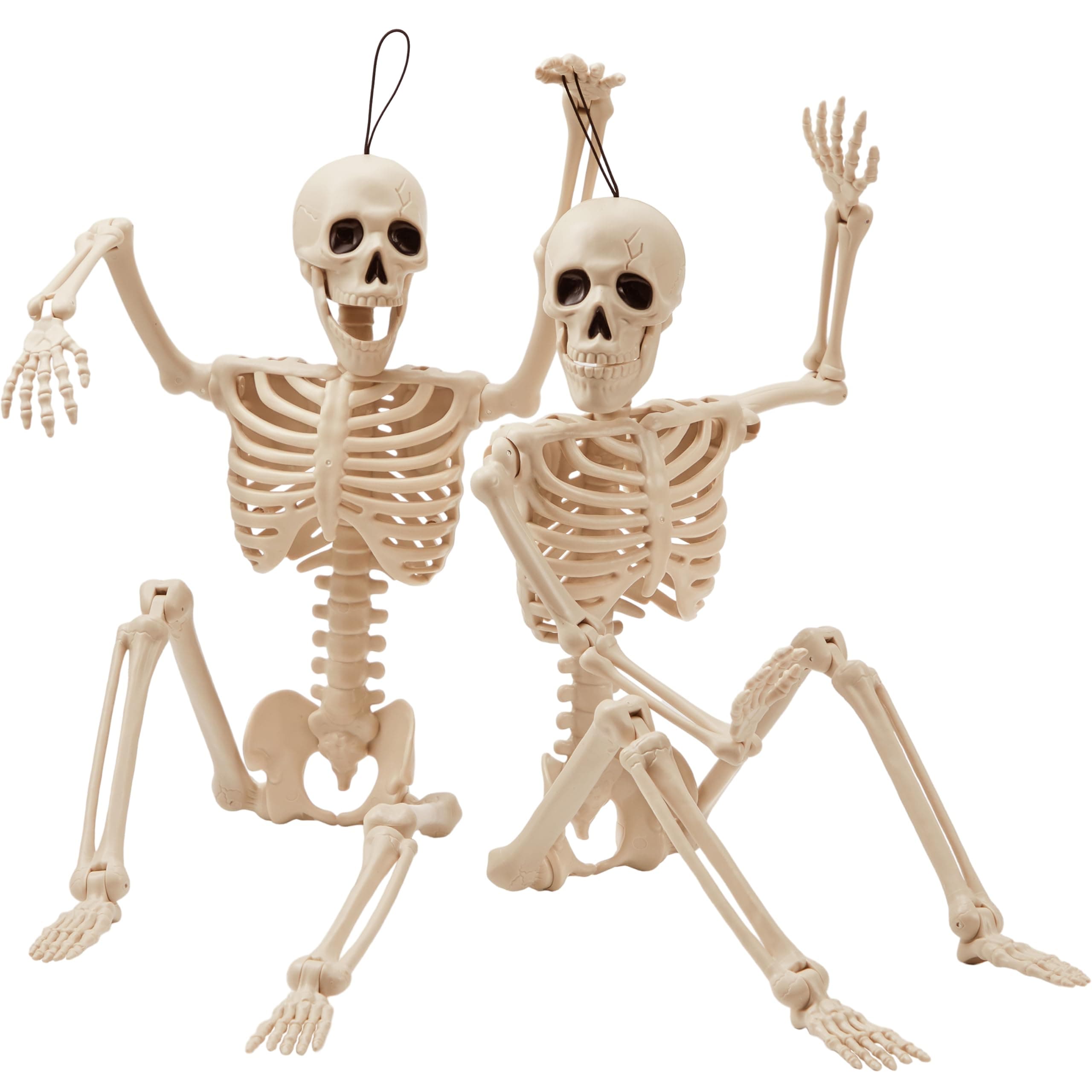 JOYIN 2 PCS 24”(60.9 cm) Halloween Skeletons Full Body Posable Skeletons Human Plastic Bones with Movable Joints for Spooky Halloween Indoor and Outdoor Decorations