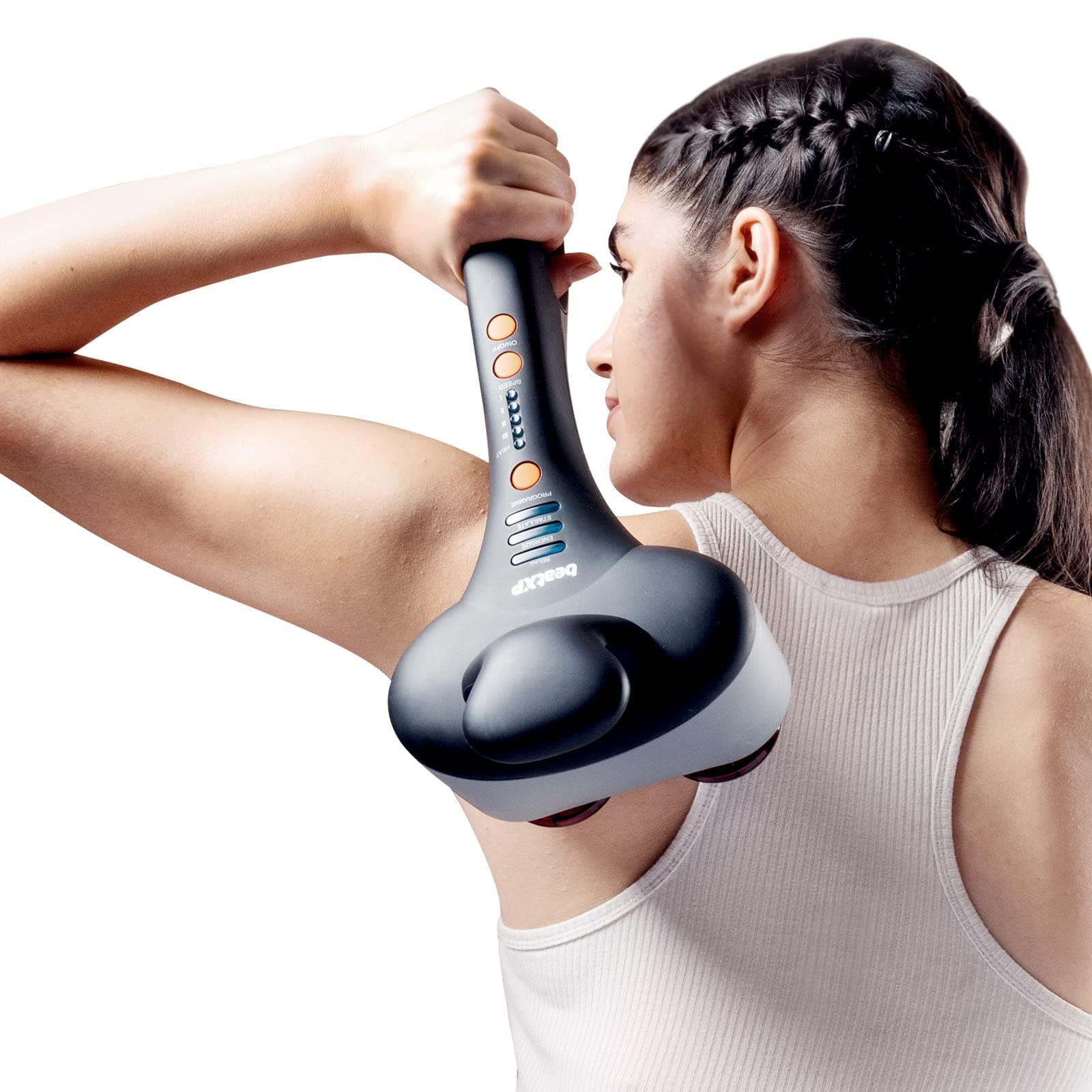 beatXP Thunder Pro Double Headed Full Body Pain Relief Massager with Infrared - Deep Tissue Massage - Acupressure for Relaxation - Foot & Body Massager with up to 18 Months Warranty (Jade Black)