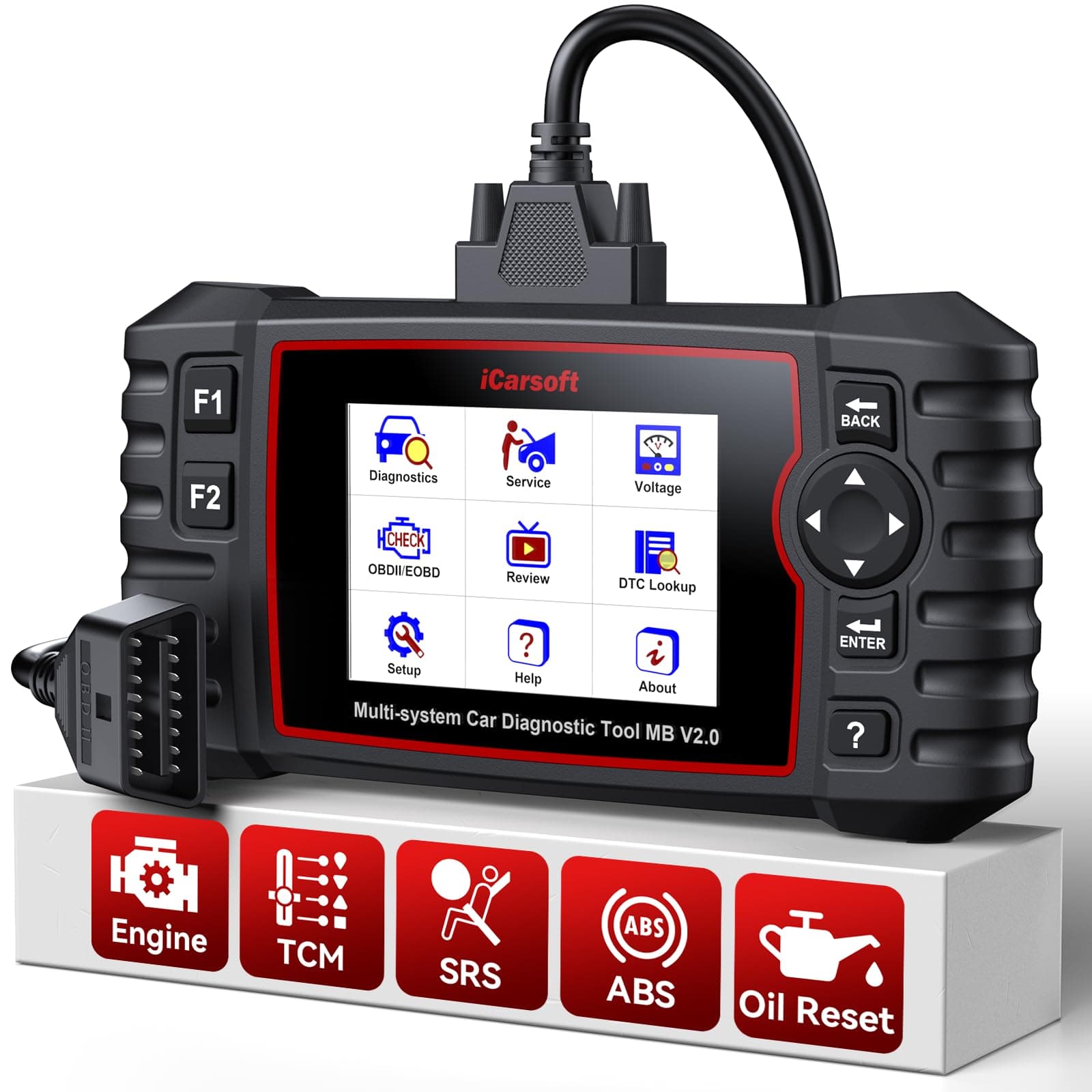 iCarsoft OBD2 Scanner for Ben.z/Maybach/Sprinter, MB V2.0 Full System Code Reader Engine/ABS/Transmission, Car Diagnostic Tool 8 Reset Oil/EPB/SAS/BLD/INJ/ETC/TPMS/DPF, Battery Test, Lifetime Update