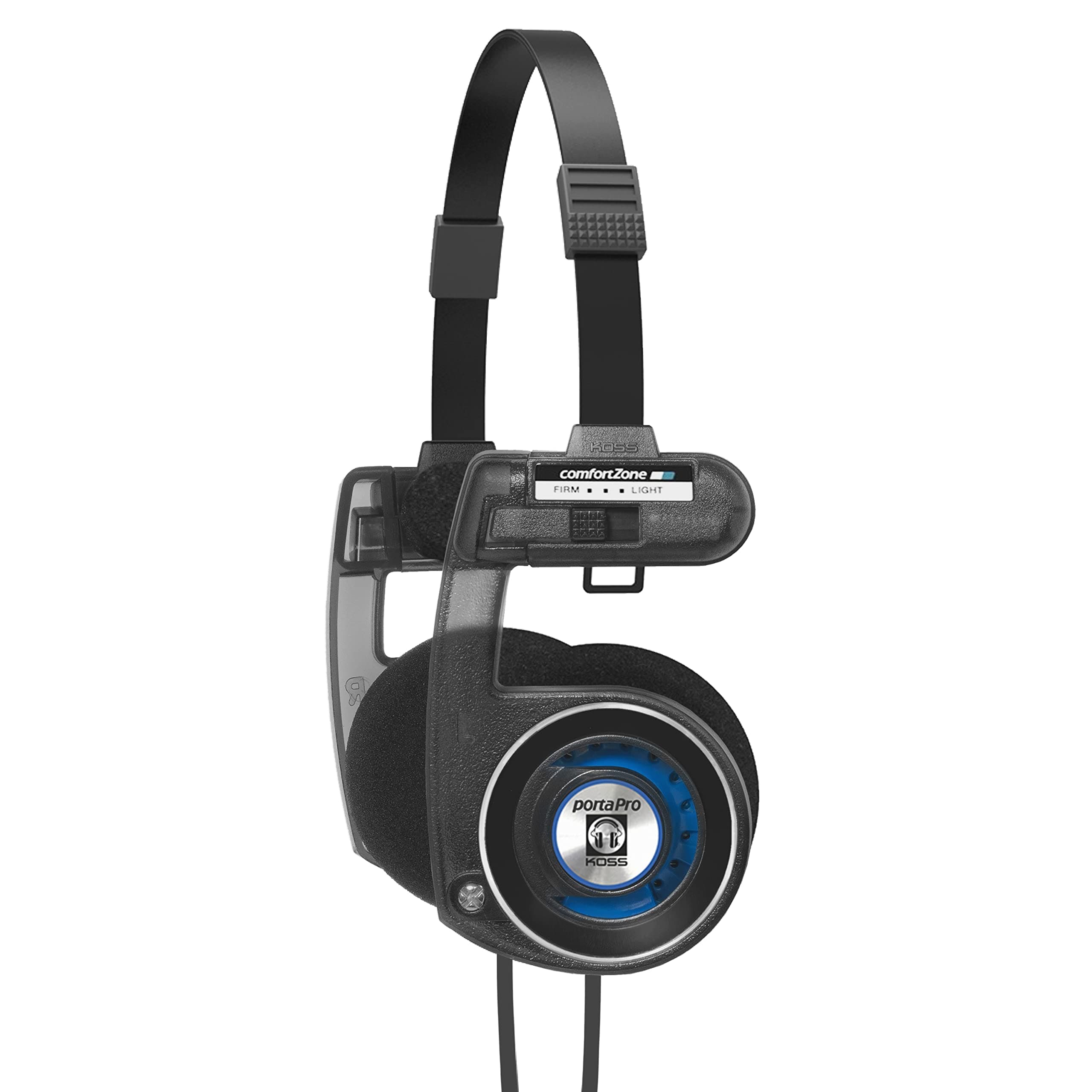 Porta Pro Utility On Ear Wired Headphones, Detachable Interchangeable Cord System, Collapsible Design, Stealth Grey
